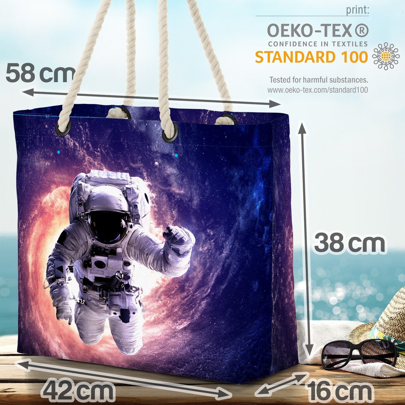 Mond Raumschiff Bag (1-tlg), Universum Strandtasche Raumfahrer Weltall Beach Astronaut VOID Astronaut
