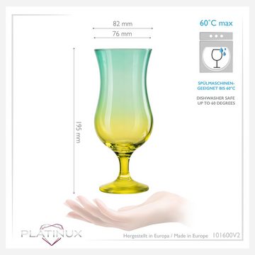 PLATINUX Cocktailglas Cocktailgläser Rainbow-Set, Glas, Bunt 400ml (max. 470ml) Longdrinkgläser Partygläser Milkshake Groß