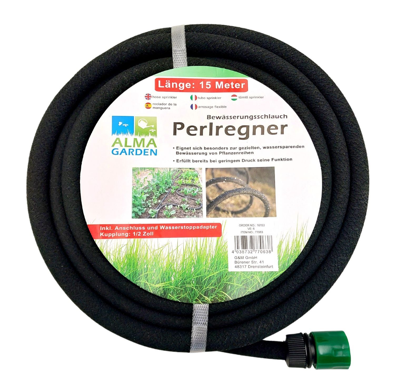 Top Ten Handels GmbH Poolschlauch Perlschlauch Bewässerungsschlauch 15m Tropfschlauch Perlregner