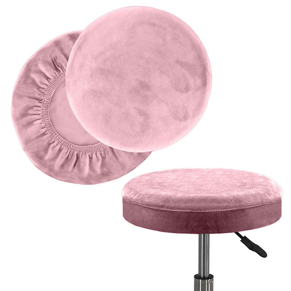 Agger Stuhlhusse Hockerbezug Rund Barhockerbezug Stuhlbezug Stretch,Stuhlüberzug, Rollhocker Barhocker Luxuriöser Stoff,Waschbar Staubdicht Hocker Bezug