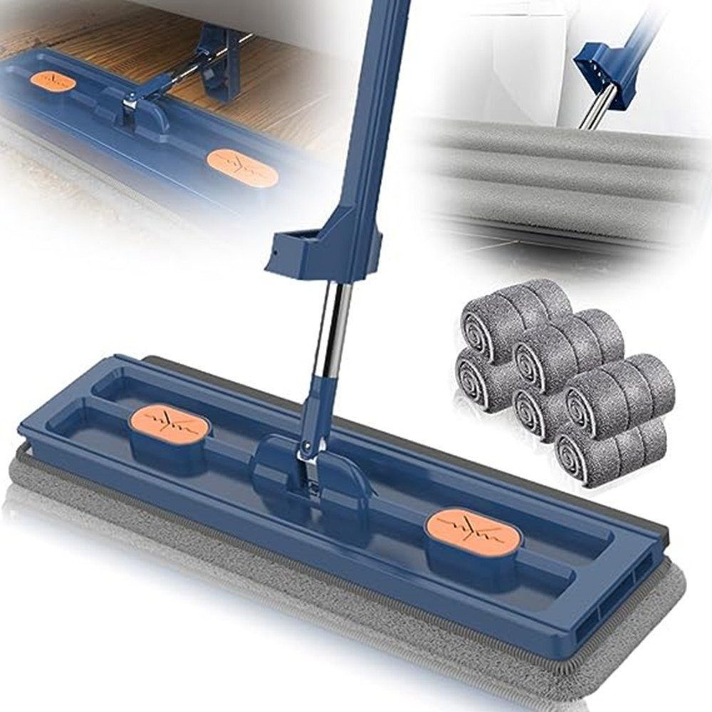 LIANNA Bodenwischer Großer Flachmop,Großer Flach Mopp Bodenwischer,Wischmopp, (Set, 1-St., 360-Grad-Bodenwischer Große Flächen mit Langem Edelstahl Griff)