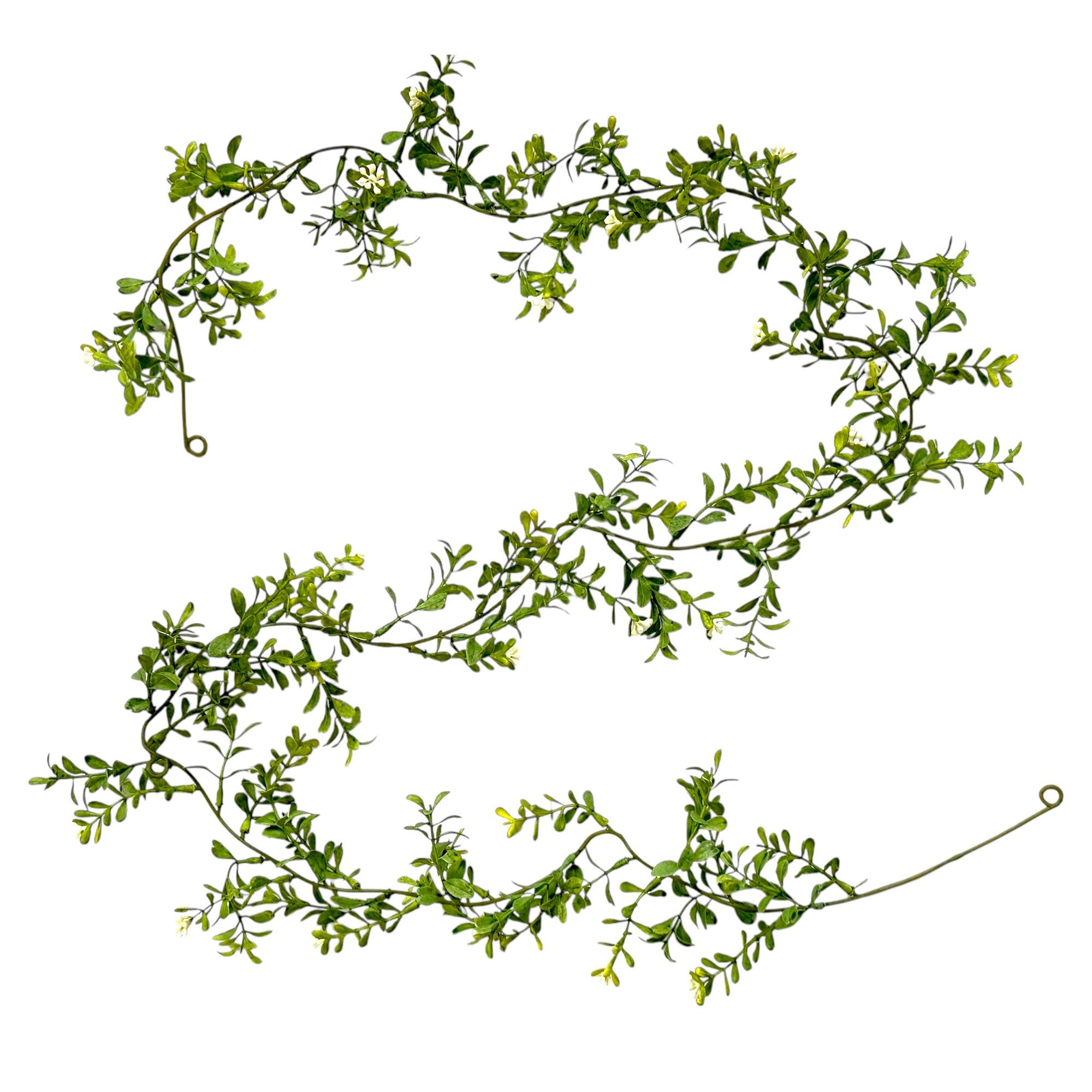 Kunstgirlande Künstliche Buchsbaumgirlande mit Blüten 190cm. Filigrane Girlande GRÜN, naninoa GmbH, Höhe 190.00 cm