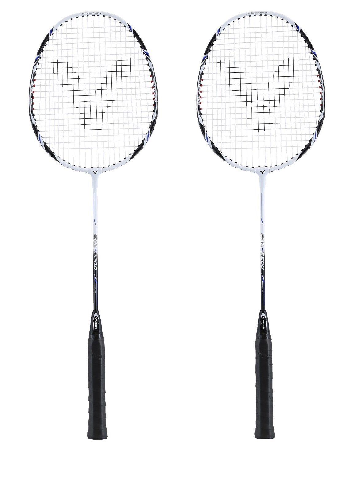 Badmintonschläger AL2200 (98g/ausgewogen/mittel) <b>weiss</b>- besaitet - <b>(2er SET)</b>