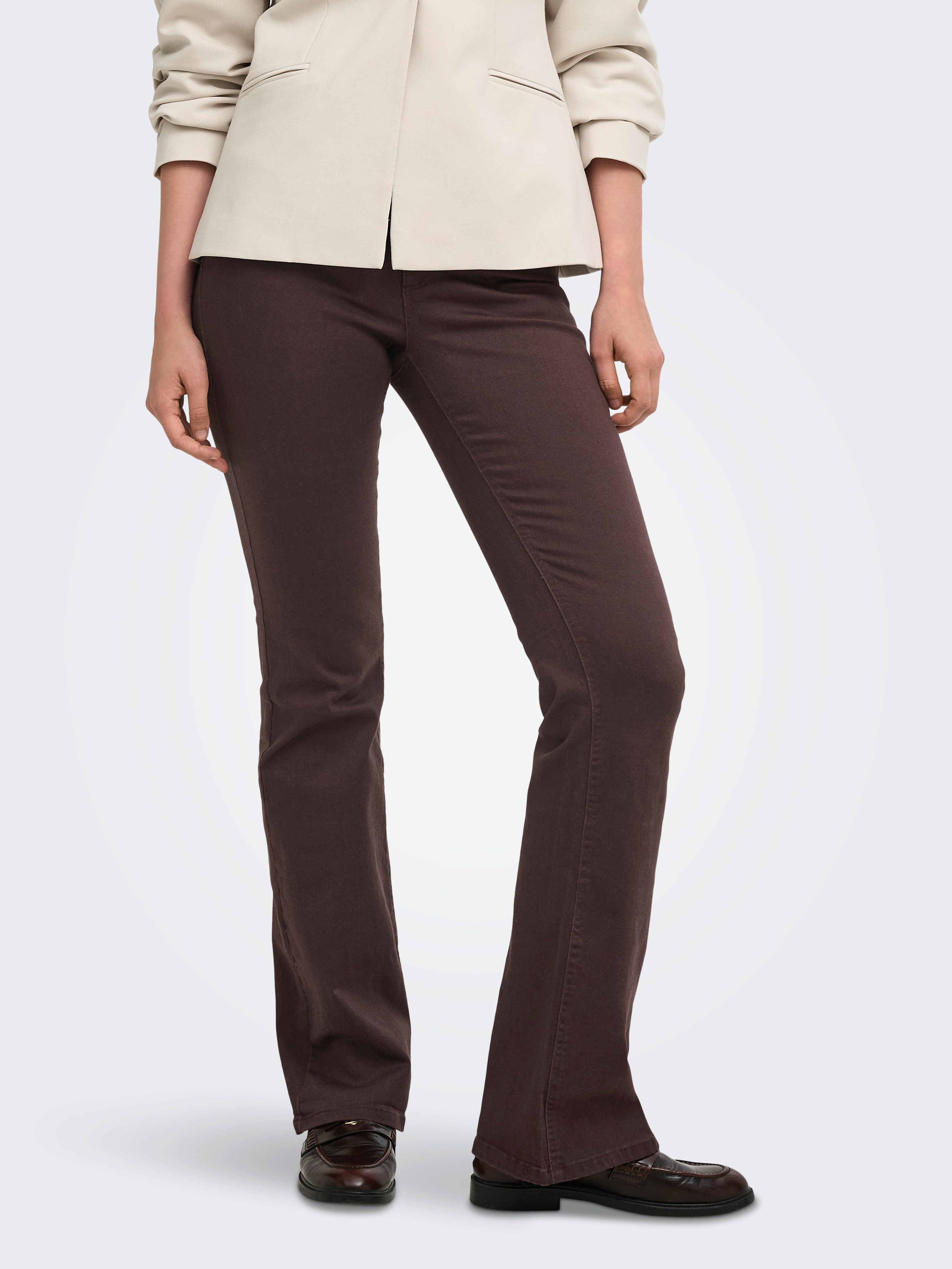 ONLY Bootcuthose ONLBLUSH MID FLARED COLOUR PANT PNT NOOS Baumwollmischung, bootcut fit