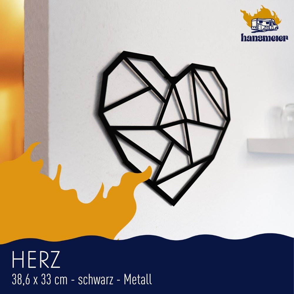 Metall, Wanddeko Motiv Wanddekoobjekt Hansmeier aus Wasserfest, Außen & Für Innen, Herz