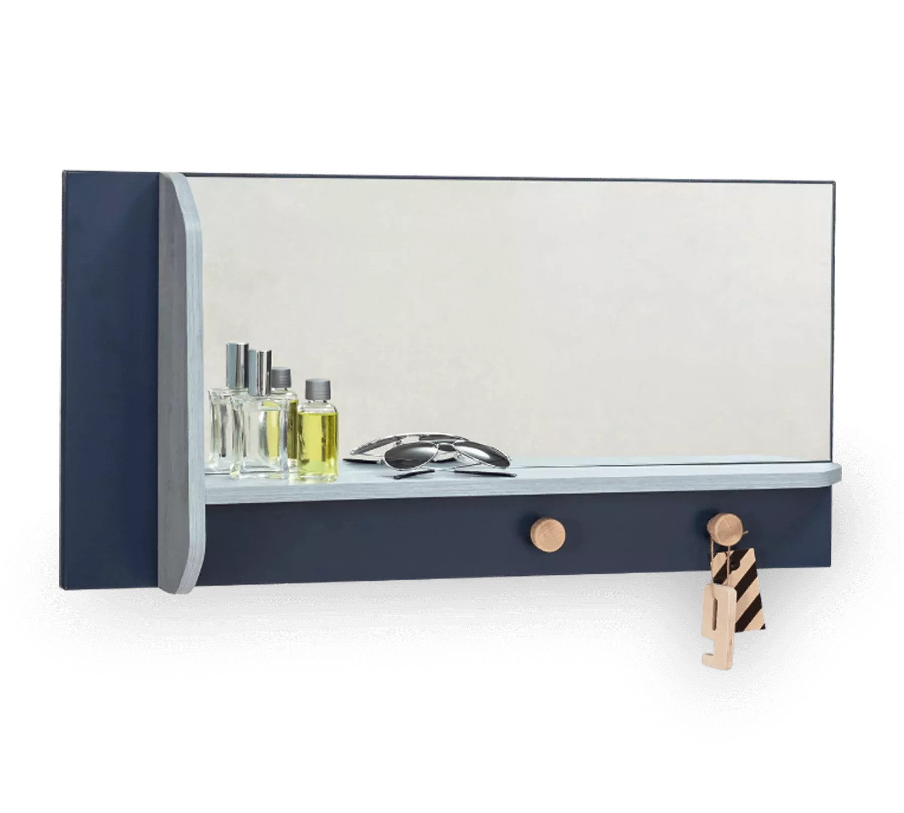 Möbel-Zeit Wandspiegel Cilek TRIO mit Regal und Garderobenknöpfe