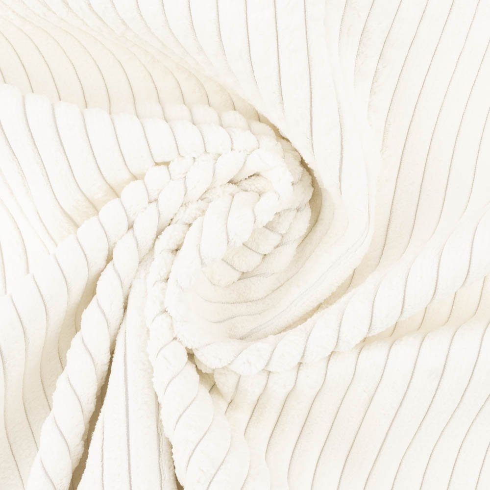 SCHÖNER LEBEN. Stoff Cord Polsterstoff Möbelstoff cord Baby Rib weiß 1,45m, aus recyceltem Material