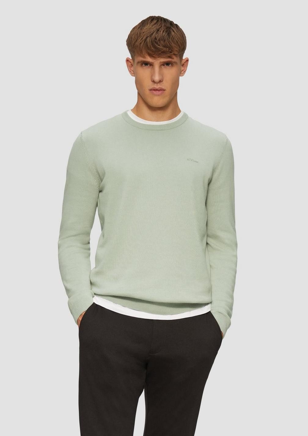 s.Oliver Strickpullover Strickpullover mit Logo-Stickerei Logo günstig online kaufen