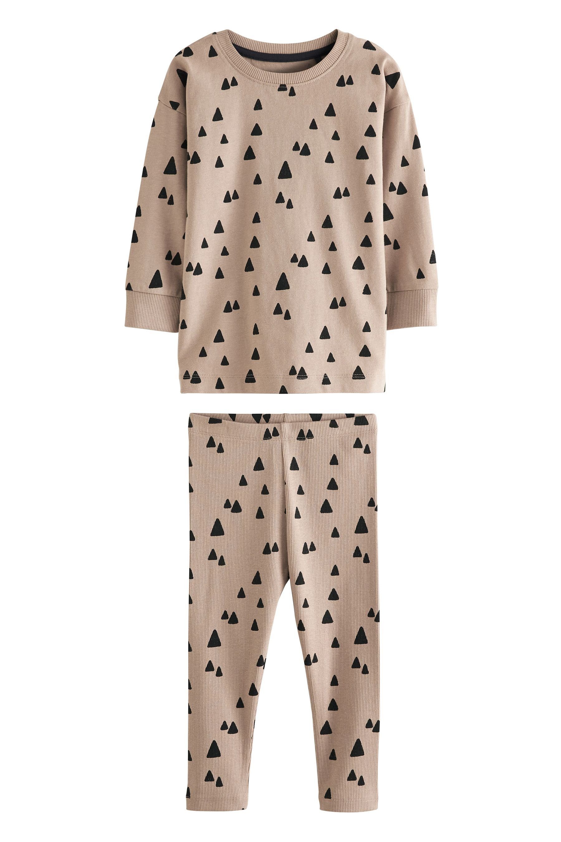Next Pyjama Gerippter Snuggle Leggings-Pyjama, 3er-Pack Blue/Neutral (6 tlg) Mini Print