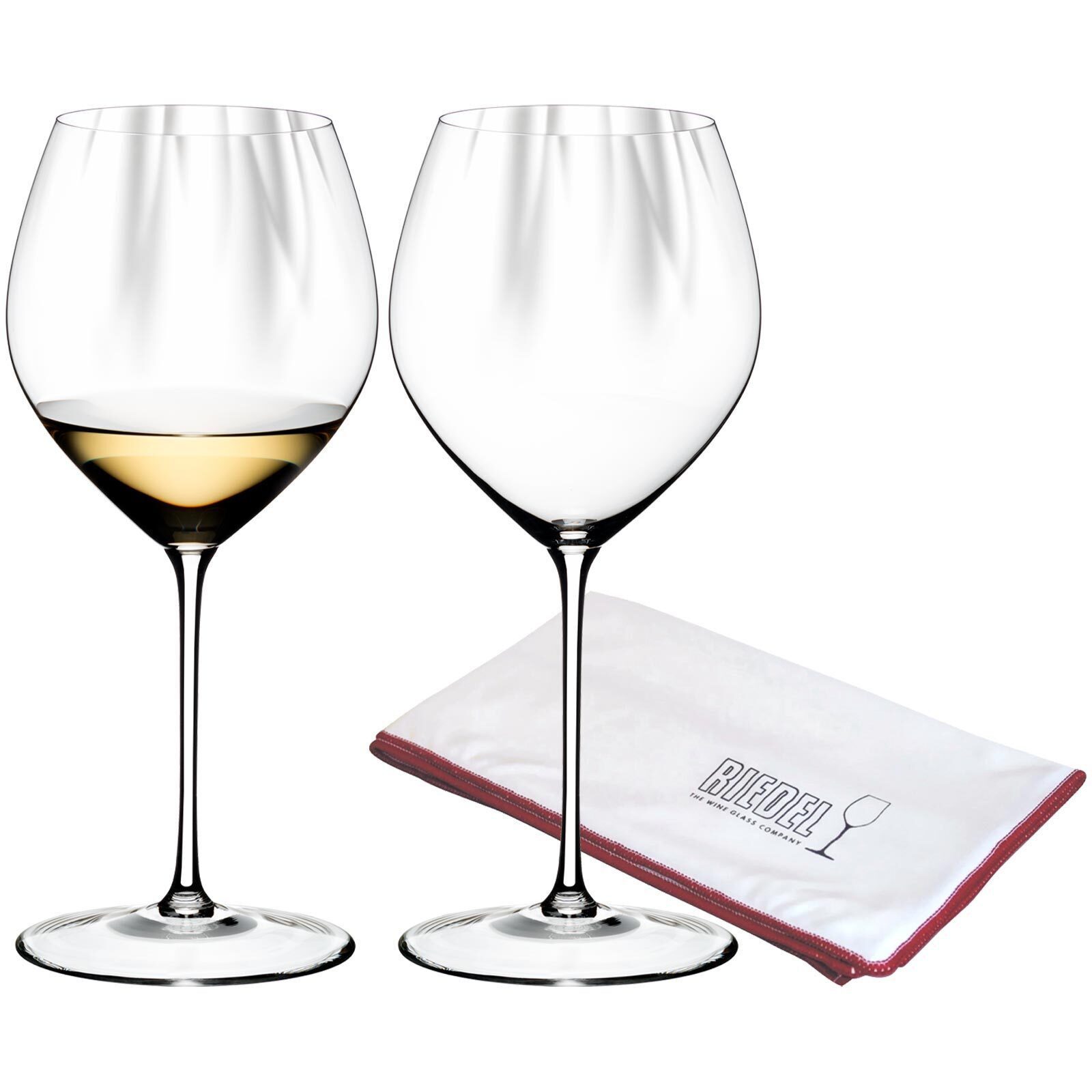 RIEDEL THE WINE GLASS COMPANY Weißweinglas Performance Chardonnay Gläser inklusive Poliertuch, 2-tlg., Glas