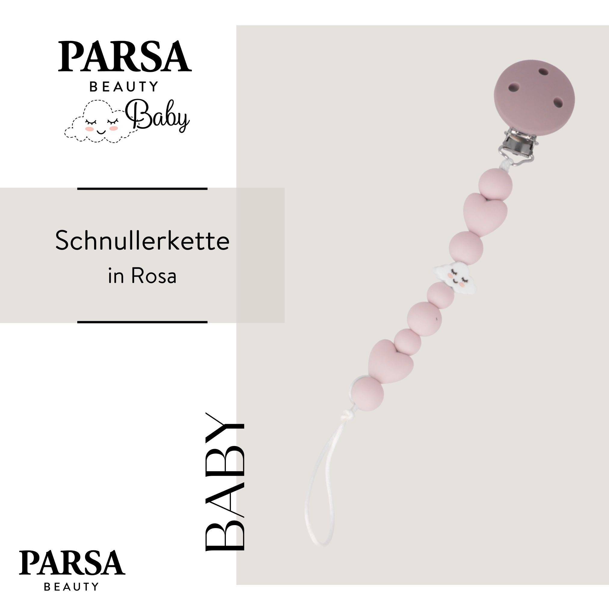 PARSA Beauty Schnuller PARSA Beauty BABY Schnullerkette rosa Silikonkugeln Baby Zubehör