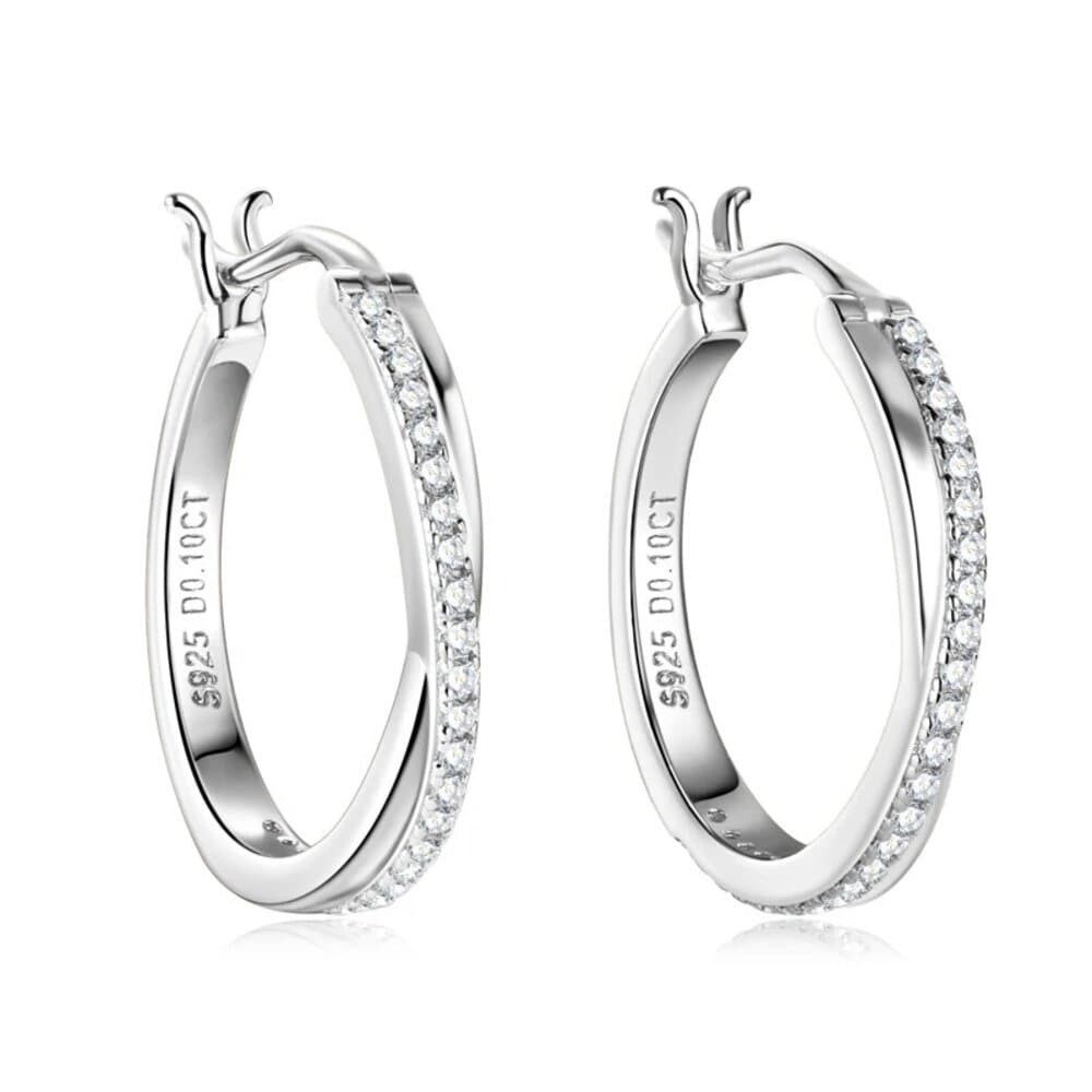 Paar Creolen Funkelnde Moissanit Creolen Ohrringe 9mm 0,04ct