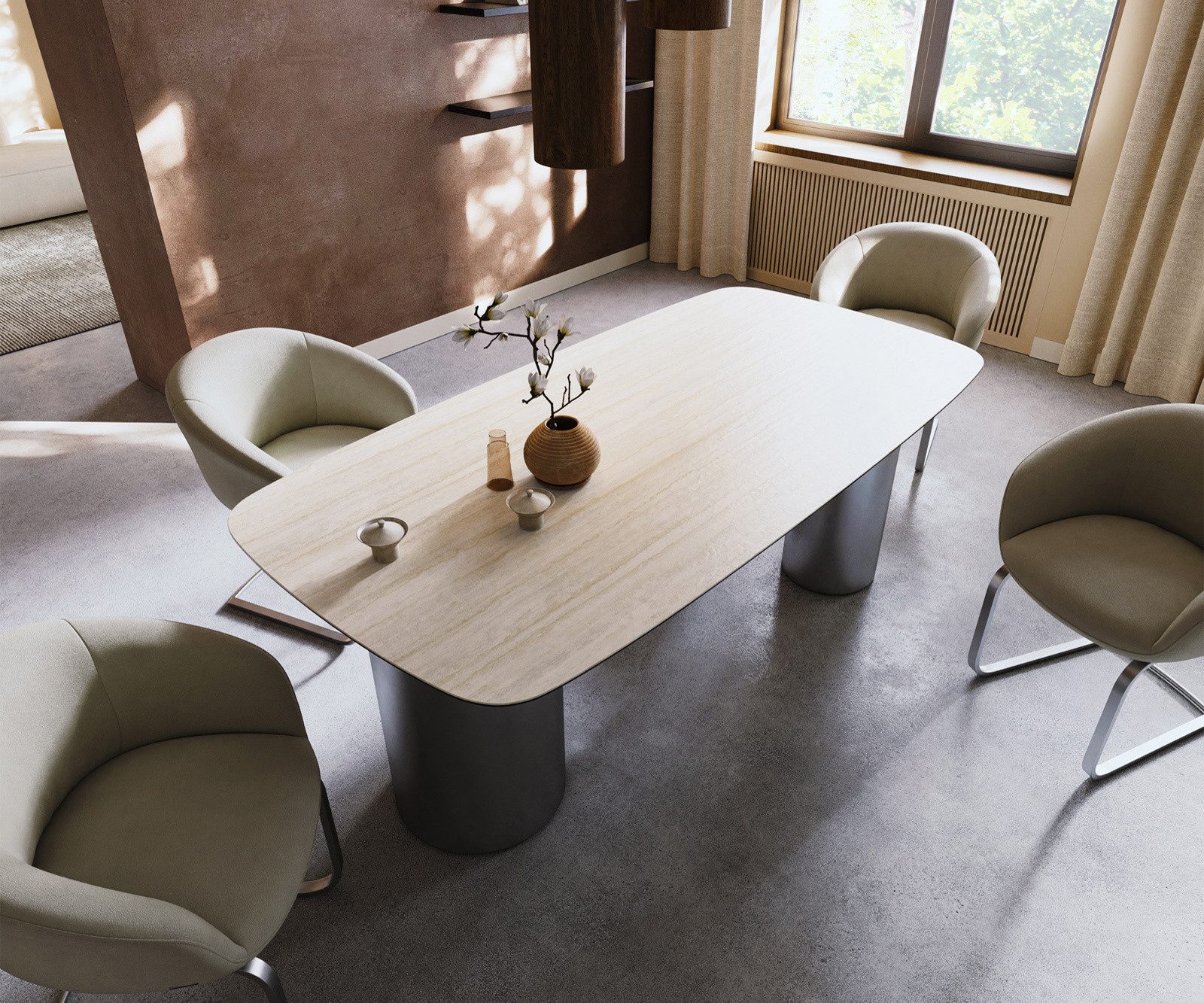 DELIFE Esstisch Edge, Boot Keramik Laminam®Travertino günstig online kaufen
