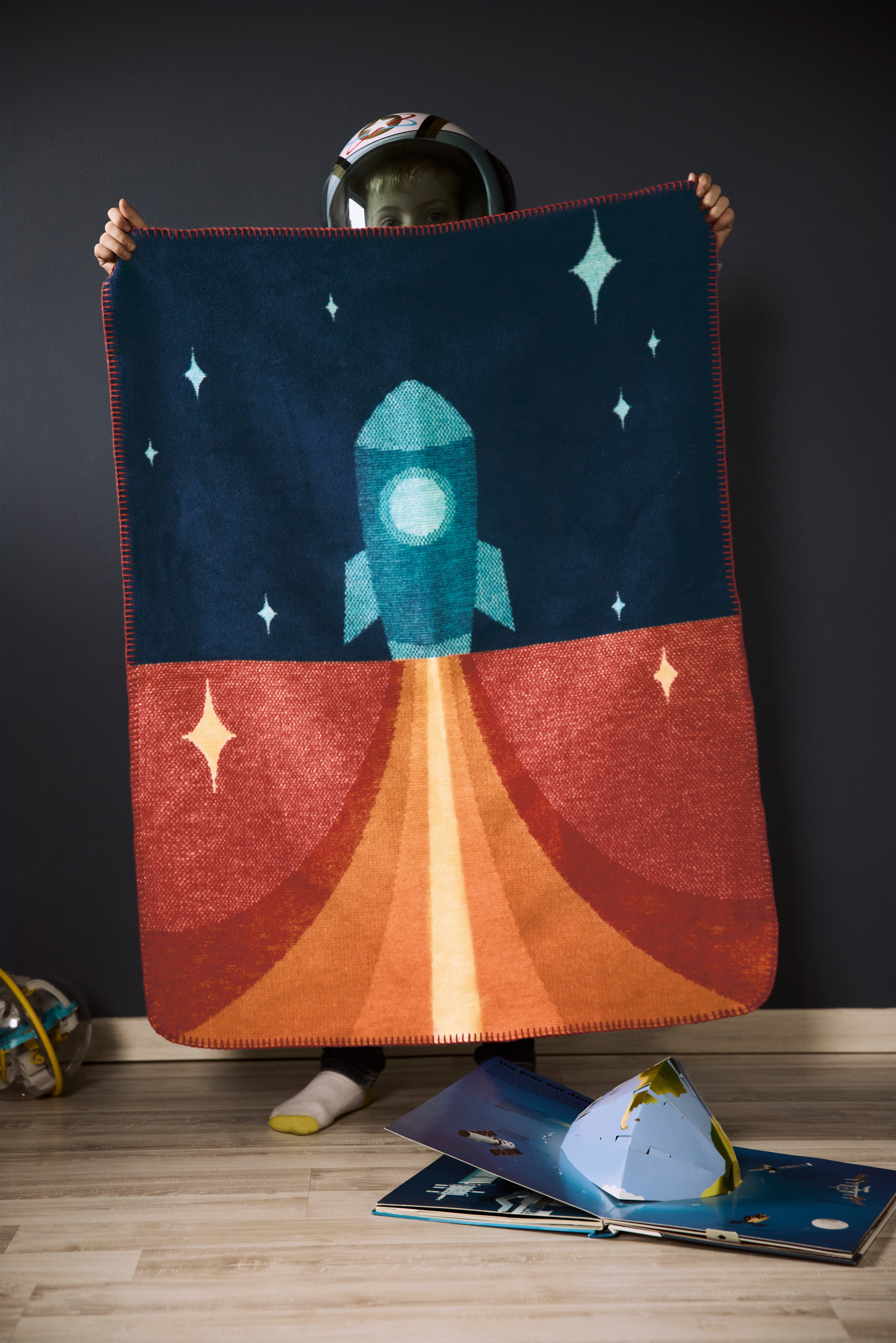 Babydecke Babydecke Little Rocket, Biederlack, 75 x 100, mit Zierstich