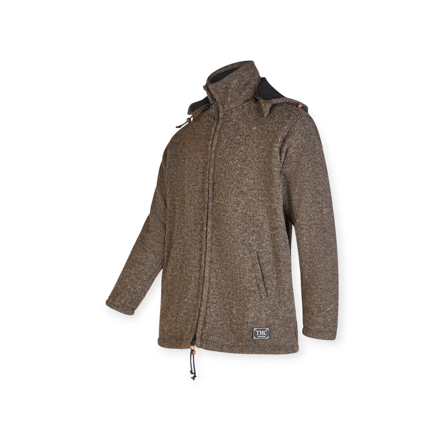 THC Natural Line Kapuzenstrickjacke THC Schafwollstrickjacke Baumwollfutter günstig online kaufen