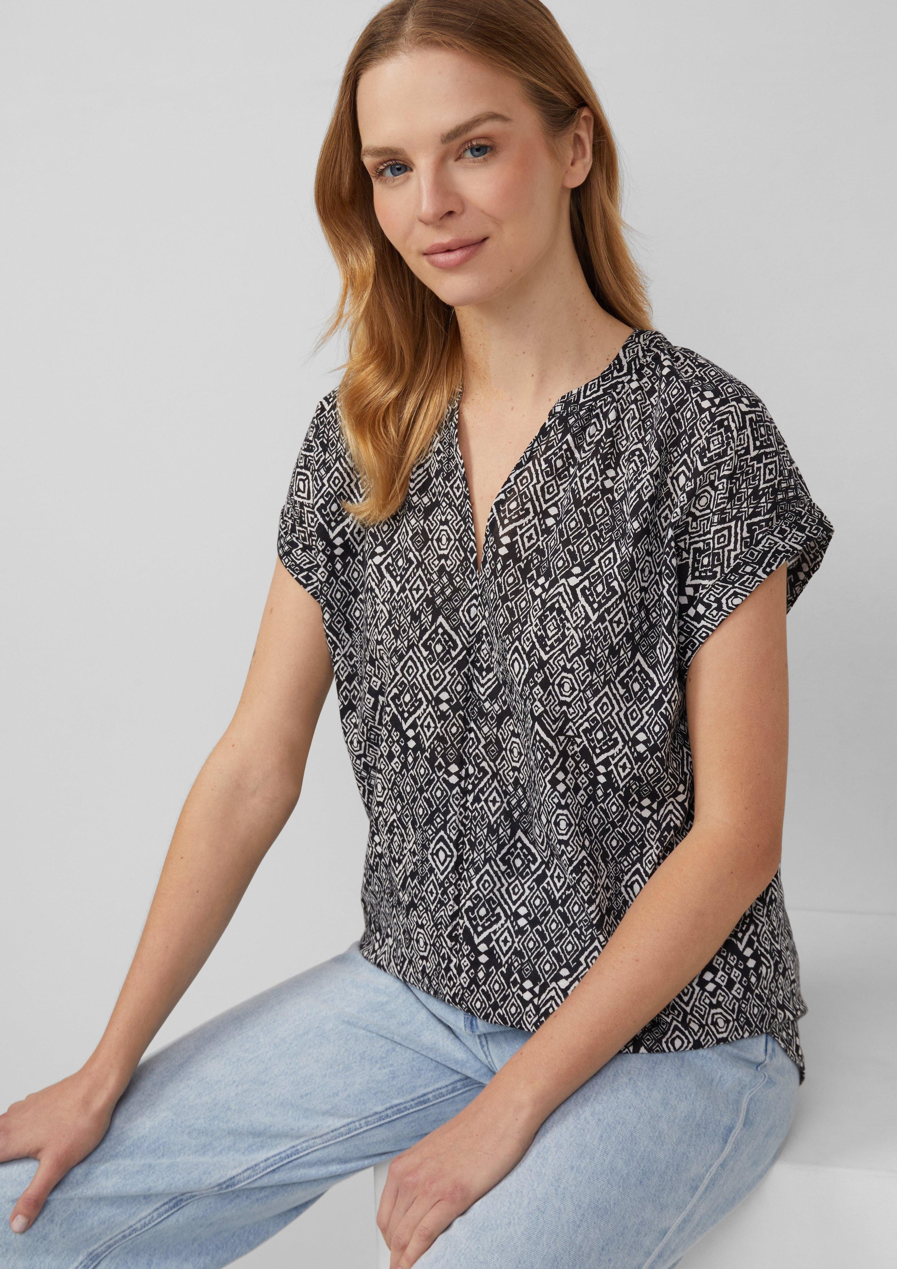 s.Oliver Blusentop Leichte Baumwoll-Bluse mit All-over-Print günstig online kaufen