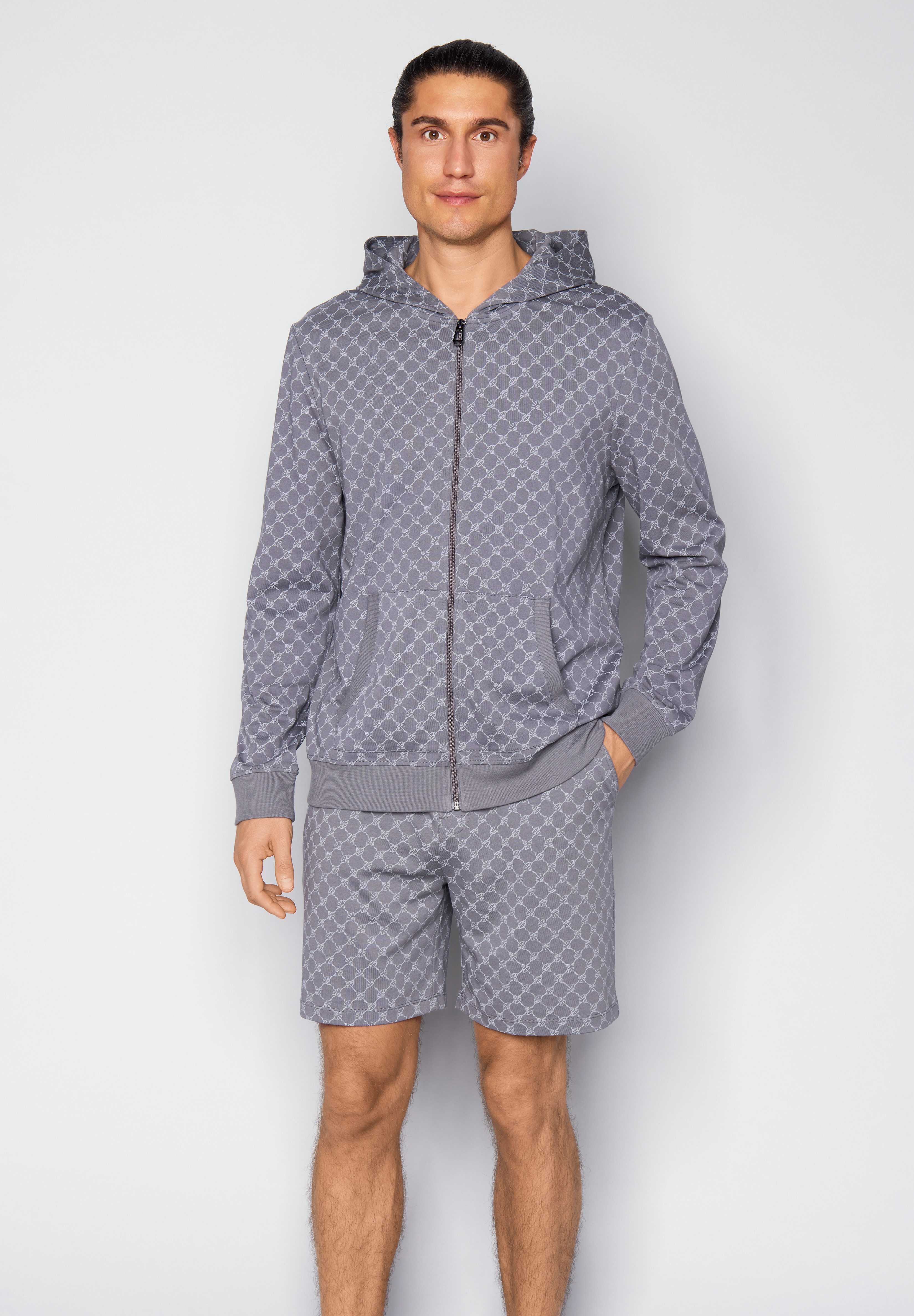 JOOP! Sweatjacke mit Cornflower-Print allover und Kapuze