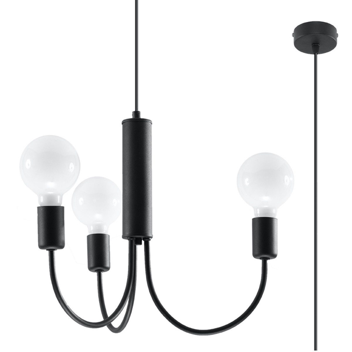 SOLLUX lighting Kronleuchter Kronleuchter Piccolo 3 Schwarz, Nicht enthalten
