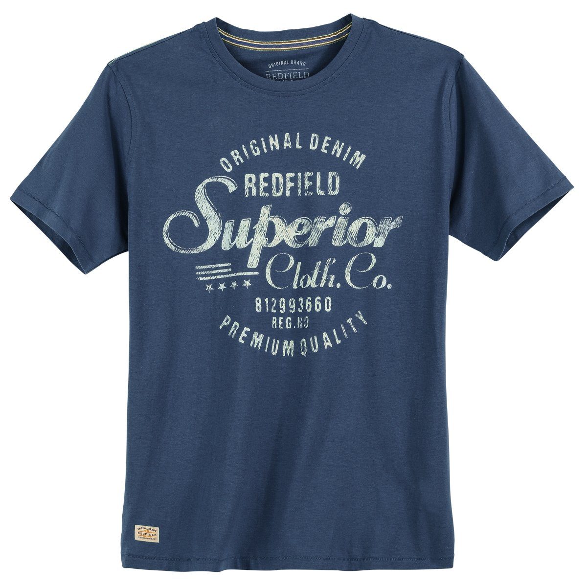 redfield Rundhalsshirt Übergrößen T-Shirt blau Print Superior Redfield