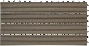 Woltu WPC-Fliesen, 12 St., WPC Terrassenfliesen Terrassendielen Holz-Optik 30x60cm, Fliese Bodenfliese Klickfliese mit klicksystem Bodenbelag (12 Stück / 2 m), braun
