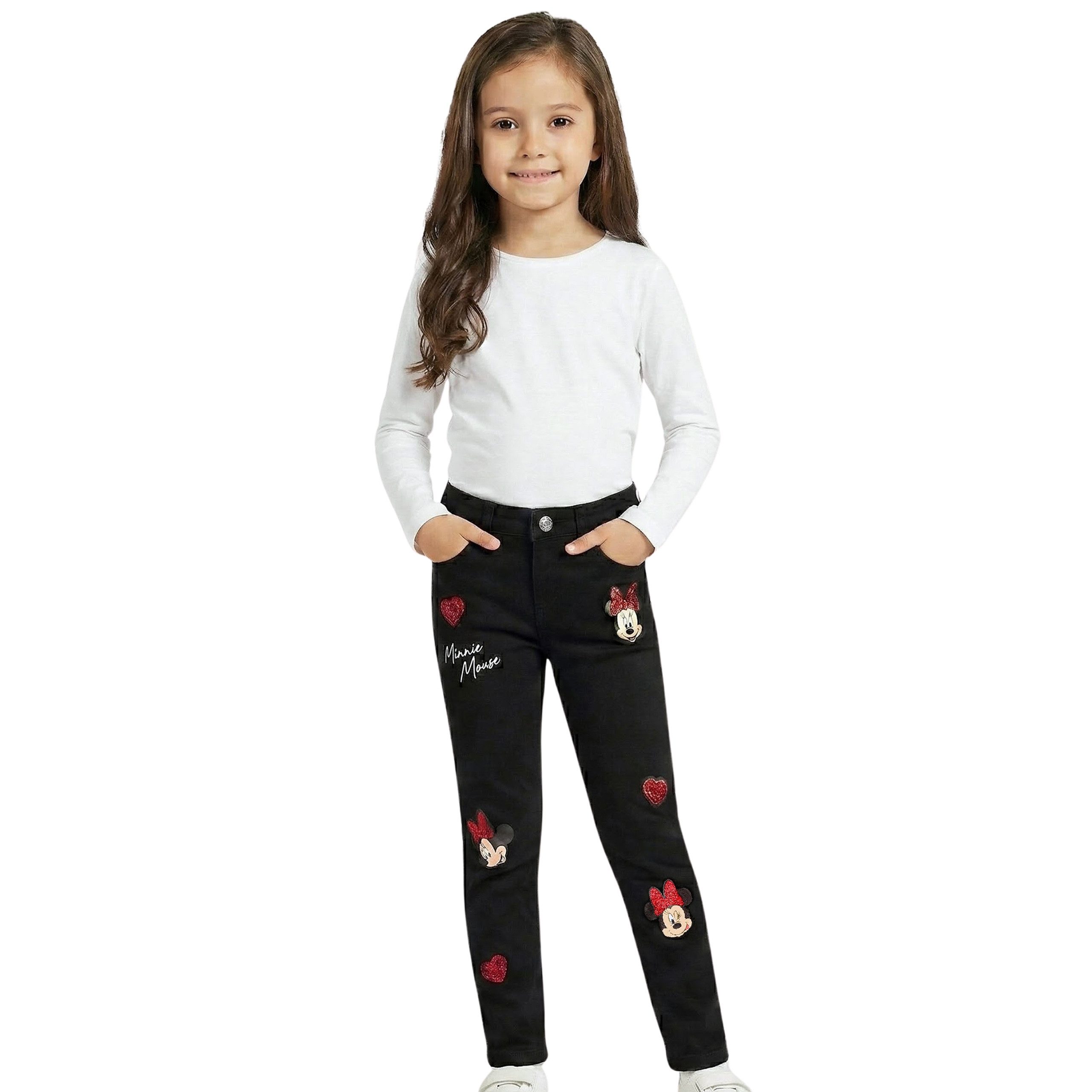 Disney Minnie Mouse Schlupfhose DISNEY Minnie Mouse Jeanshose für Mädchen, bequeme Jeans