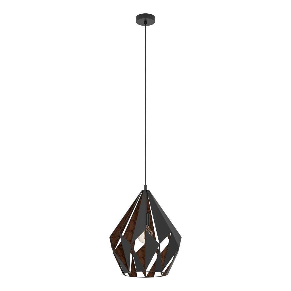 EGLO Hängeleuchte CARLTON 1, ohne Leuchtmittel, Pendelleuchte, Metall in Schwarz und Kupfer, E27 Fassung, Ø 38,5 cm