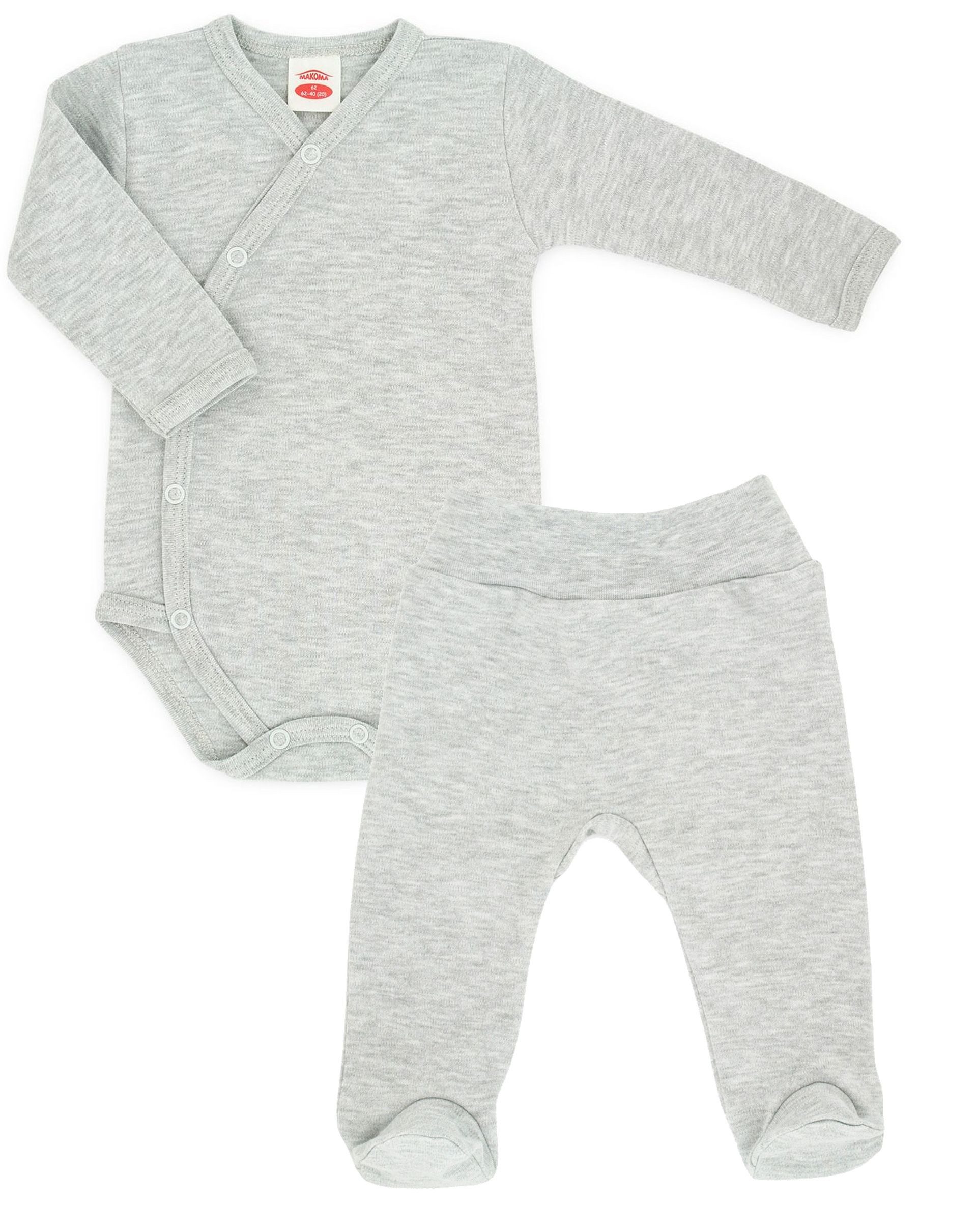 Body & Hose Baby Langarm Body & Hose mit Fuß für Neugeborene Jungen Grau