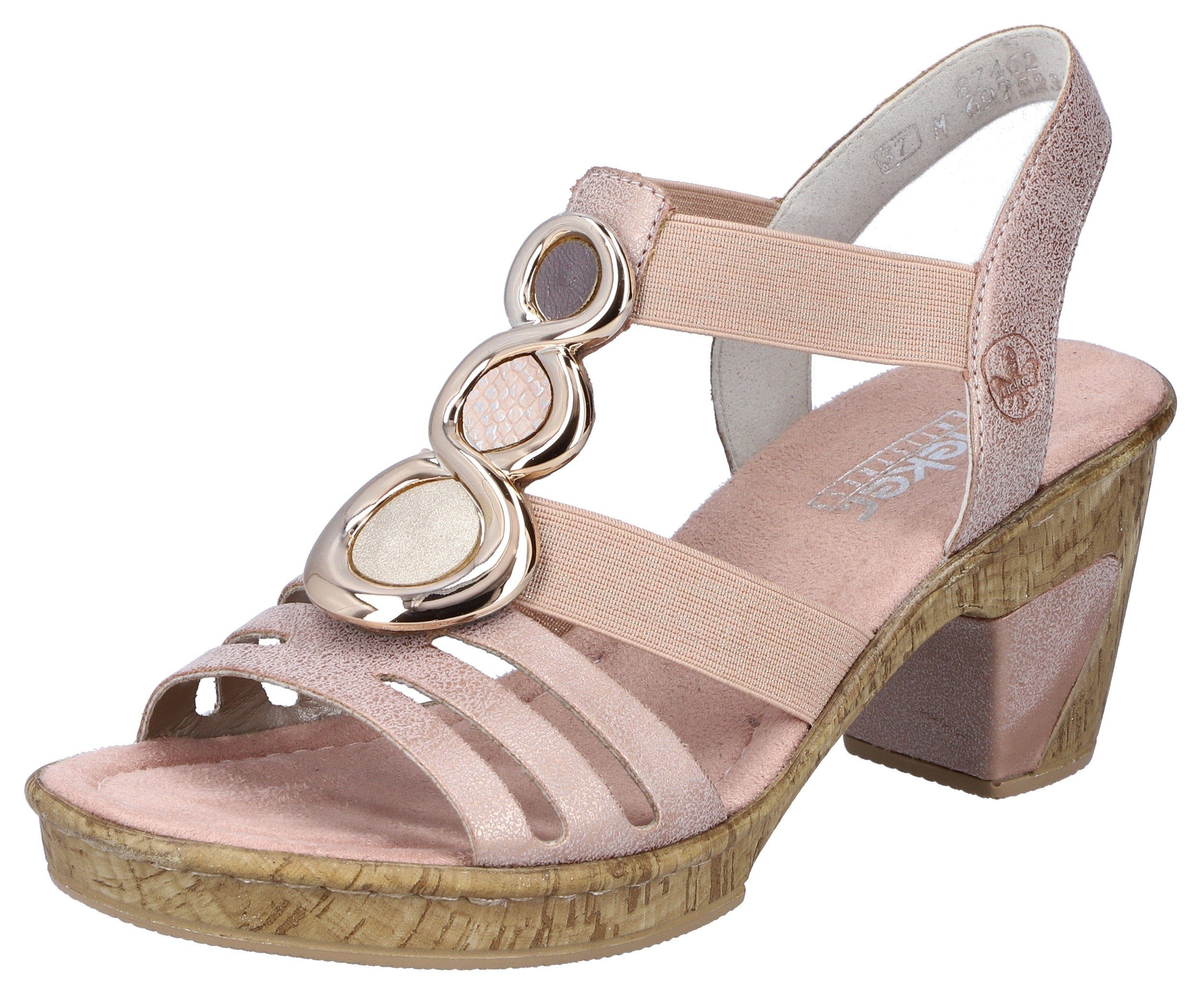 Rieker Sandalette, Sommerschuh, Sandale, Plateauabsatz mit Schmuck-Applikation