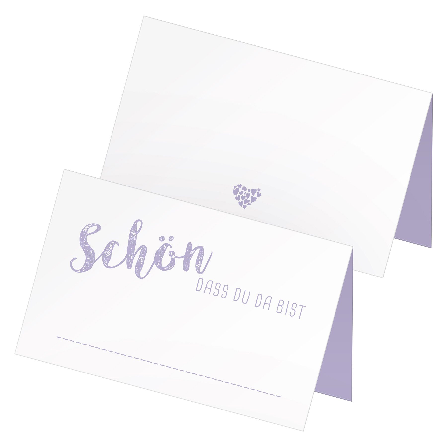 itenga Grußkarten itenga 24 x Tischkarten "Schön dass du da bist" lilac flieder lila