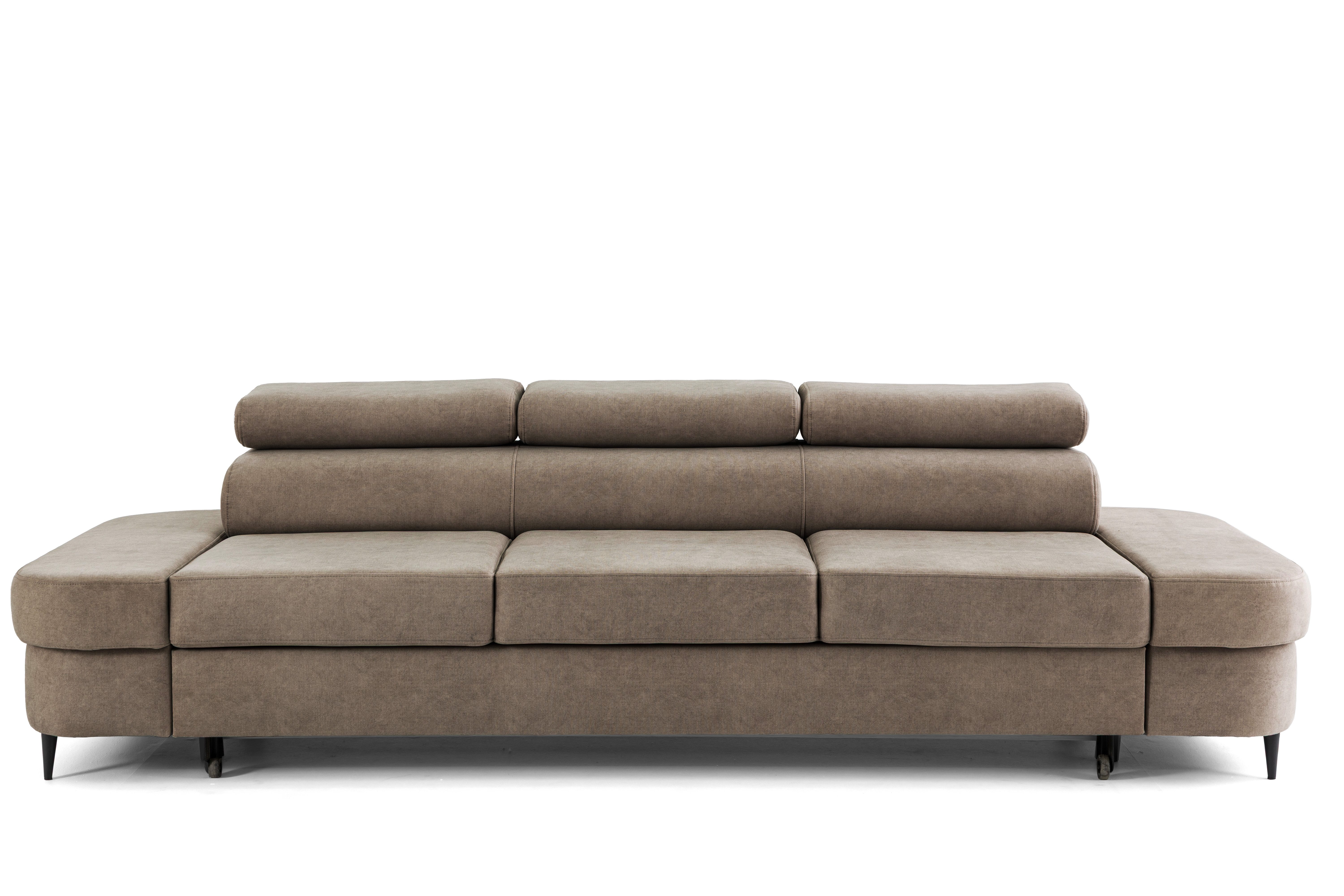 Muffo Sofa PRIAM, Modernes, minimalistisches Design, Sitzfüllung: T30-Schaum + gewellte Feder, Verstellbare Kopfstützen, Gelegentliche Schlaffunktion