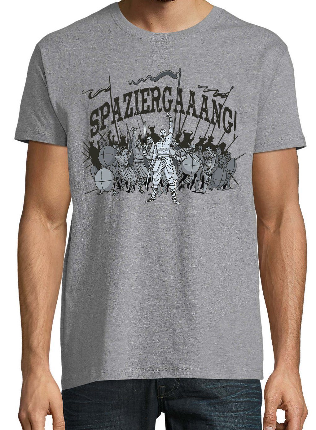 Youth trendigem Shirt T-Shirt mit Grau Herren Frontprint Designz Spaziergaaang