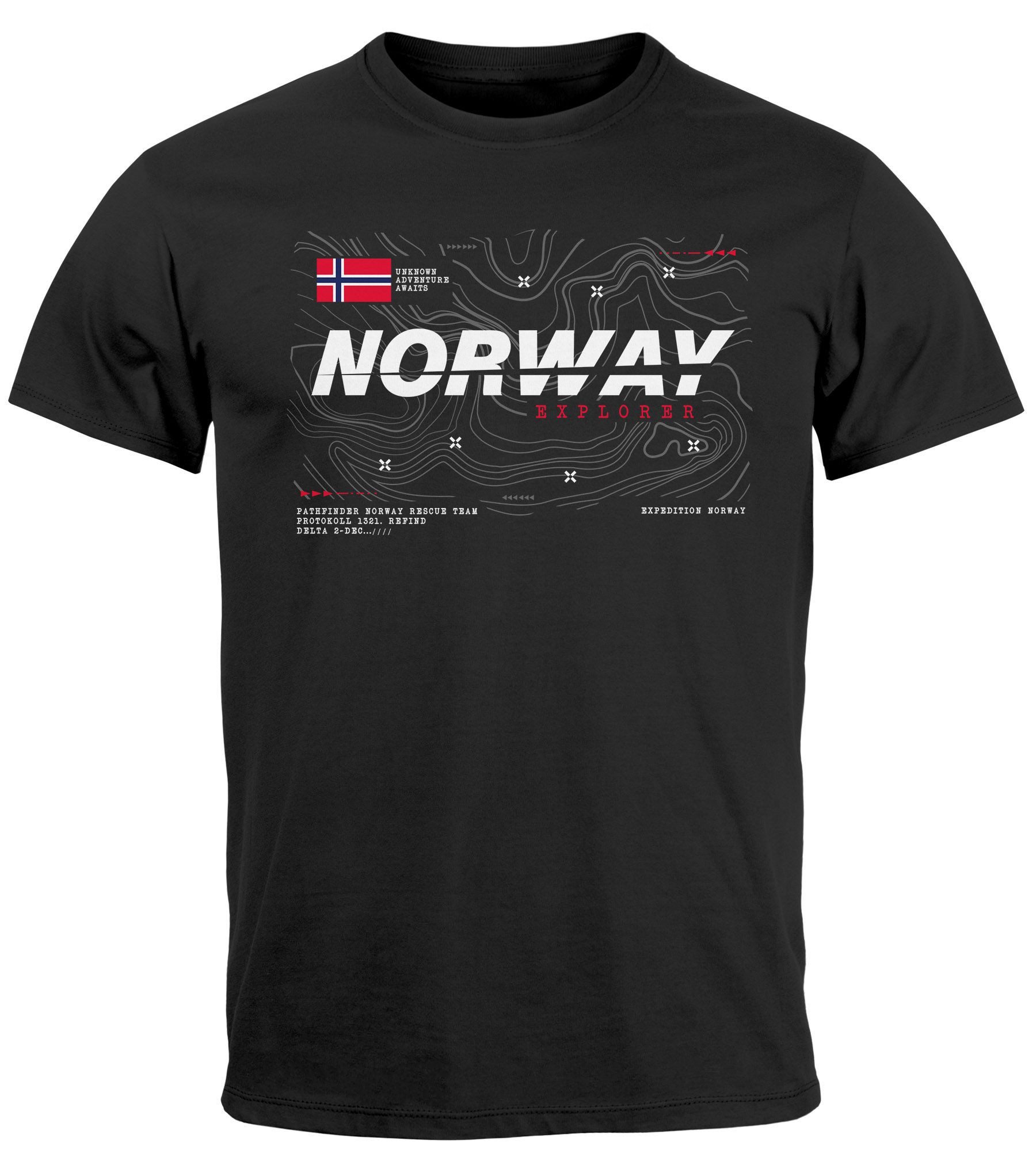 Neverless Print-Shirt Herren T-Shirt Norwegen Printshirt günstig online kaufen