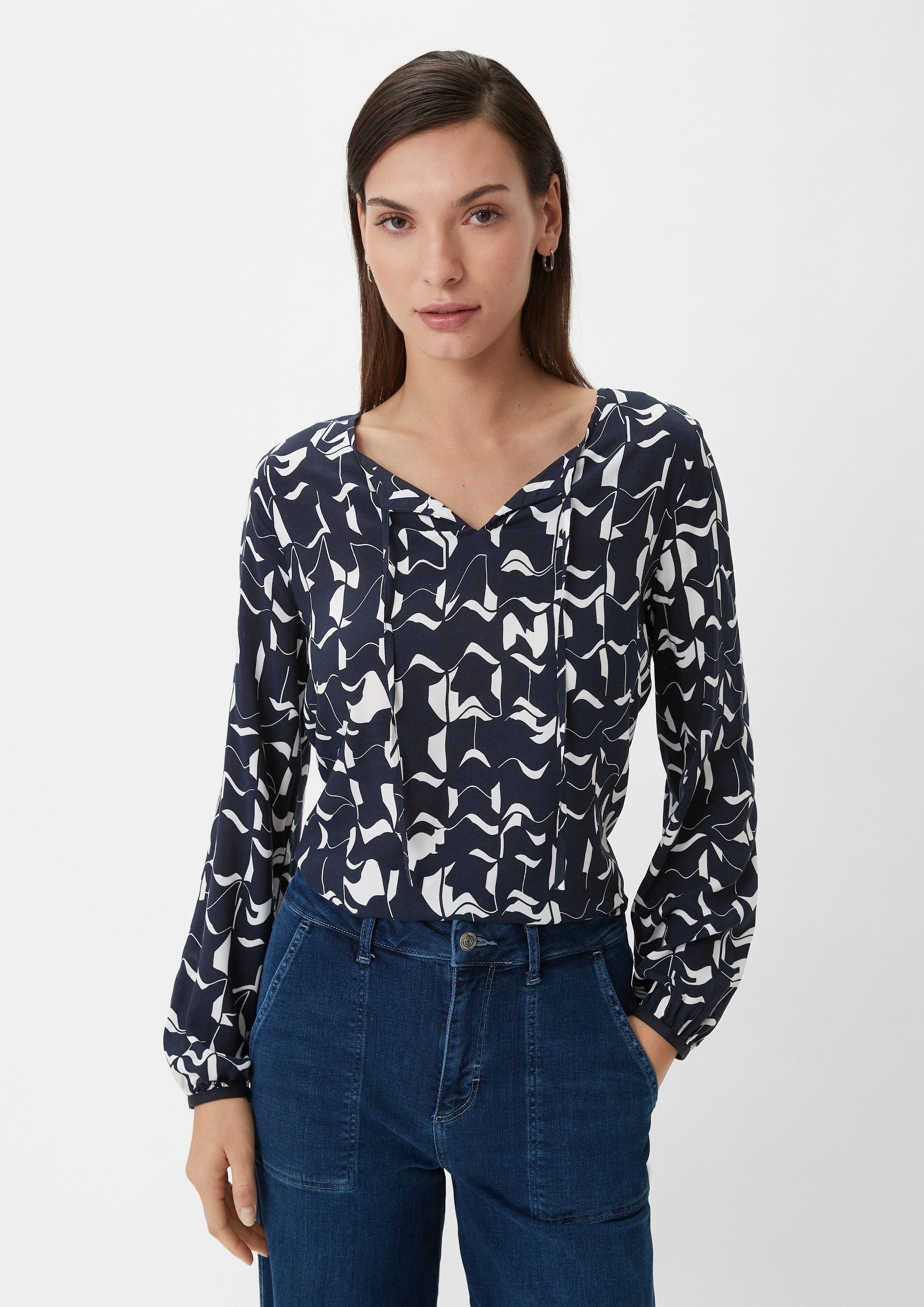 comma Langarmbluse Bluse (1-tlg)