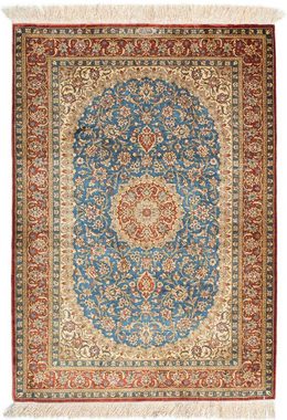 Orientteppich Perser - Ghom - 117 x 80 cm - türkis, morgenland, rechteckig, Höhe: 10 mm, Wohnzimmer, Handgeknüpft, Einzelstück mit Zertifikat