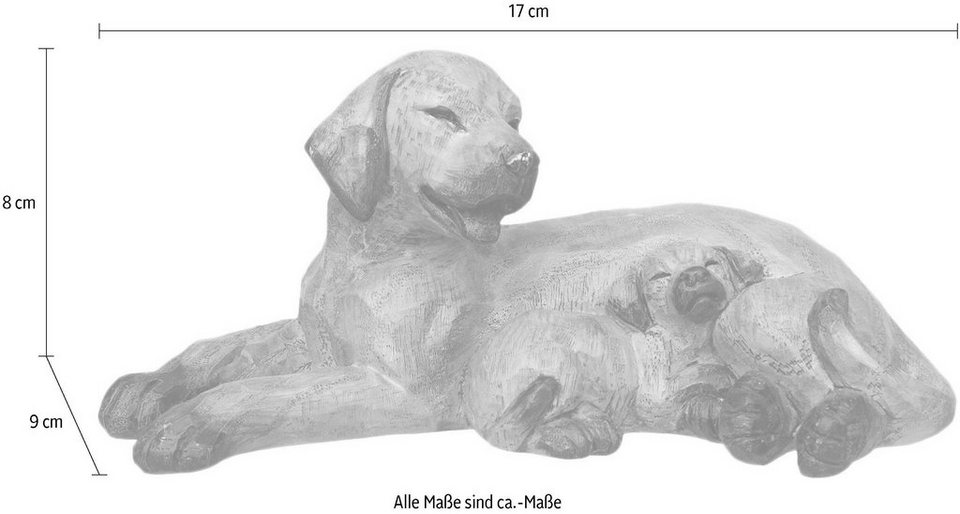 Ambiente Haus Dekofigur Hund mit Welpe, liegend, aus Polyresin (Kunststein)