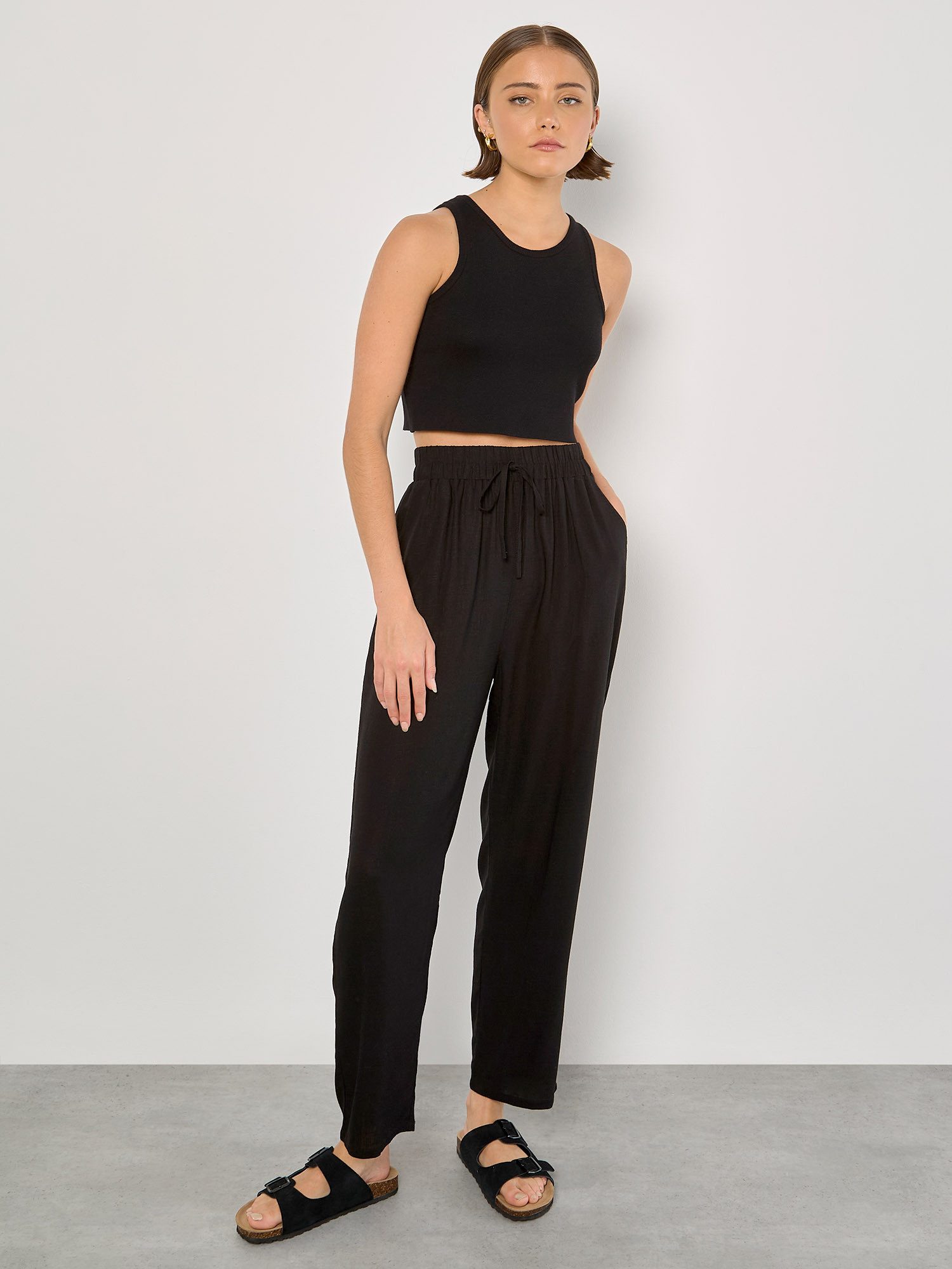 Apricot Rundhalsshirt Racer-Crop-Top, in Strickoptik günstig online kaufen