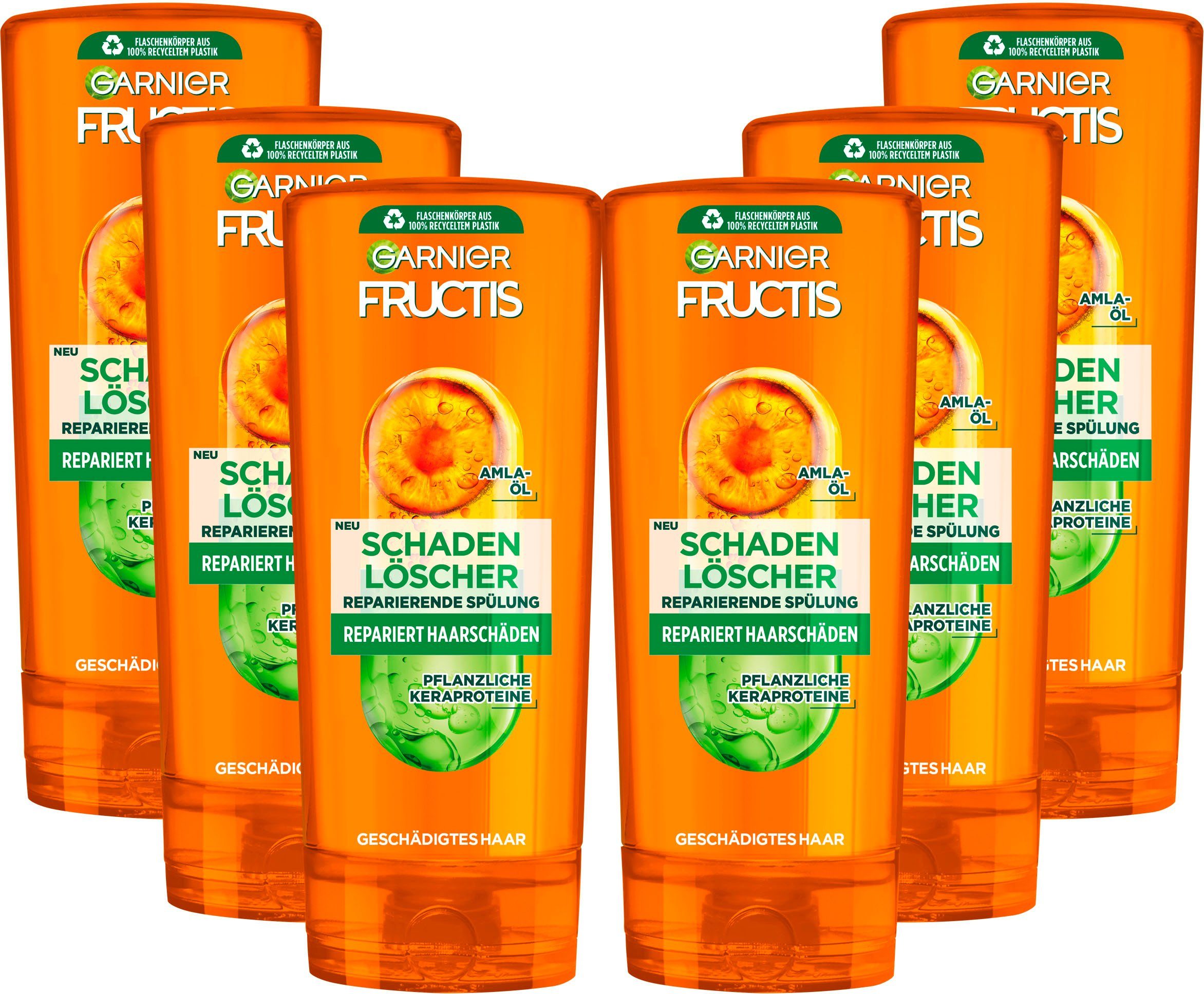 GARNIER Haarspülung Garnier Fructis Schadenlöscher Spülung, Set, 6-tlg., Repariert Haarschäden