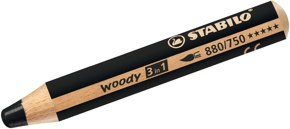 STABILO Buntstift Holzfarbstift woody 3 in 1 schwarz