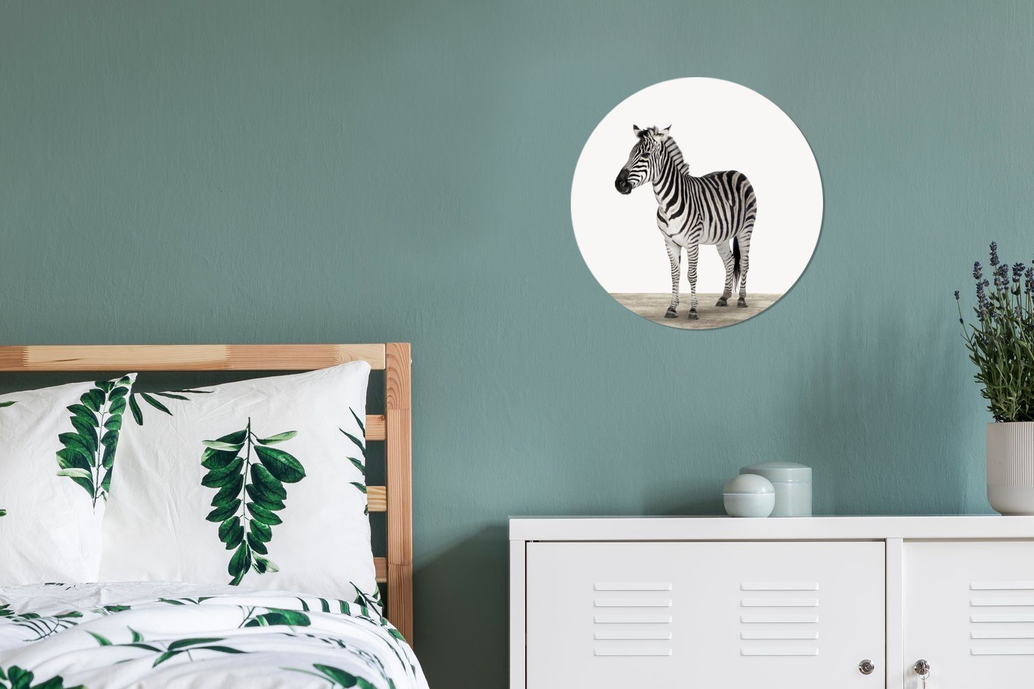 Kinderzimmer, Wohnzimmer (1 Tapetenkreis - Wandsticker für Tapetenaufkleber, Rund, MuchoWow - - Weiß Zebra Tiere Schwarz St),