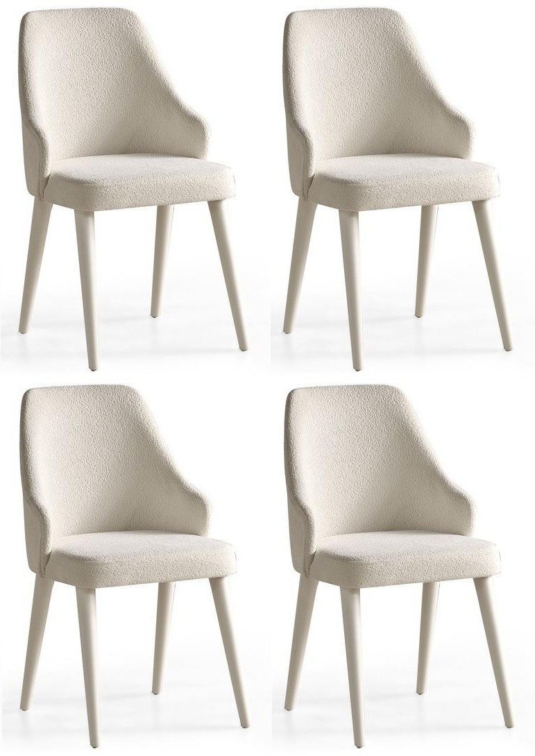 Xlmoebel Sitzgruppe Stuhlset 4er Modern Weiß Textil Kunststoff Polsterstuhl Esszimmer, (4-tlg., 4er-Set)