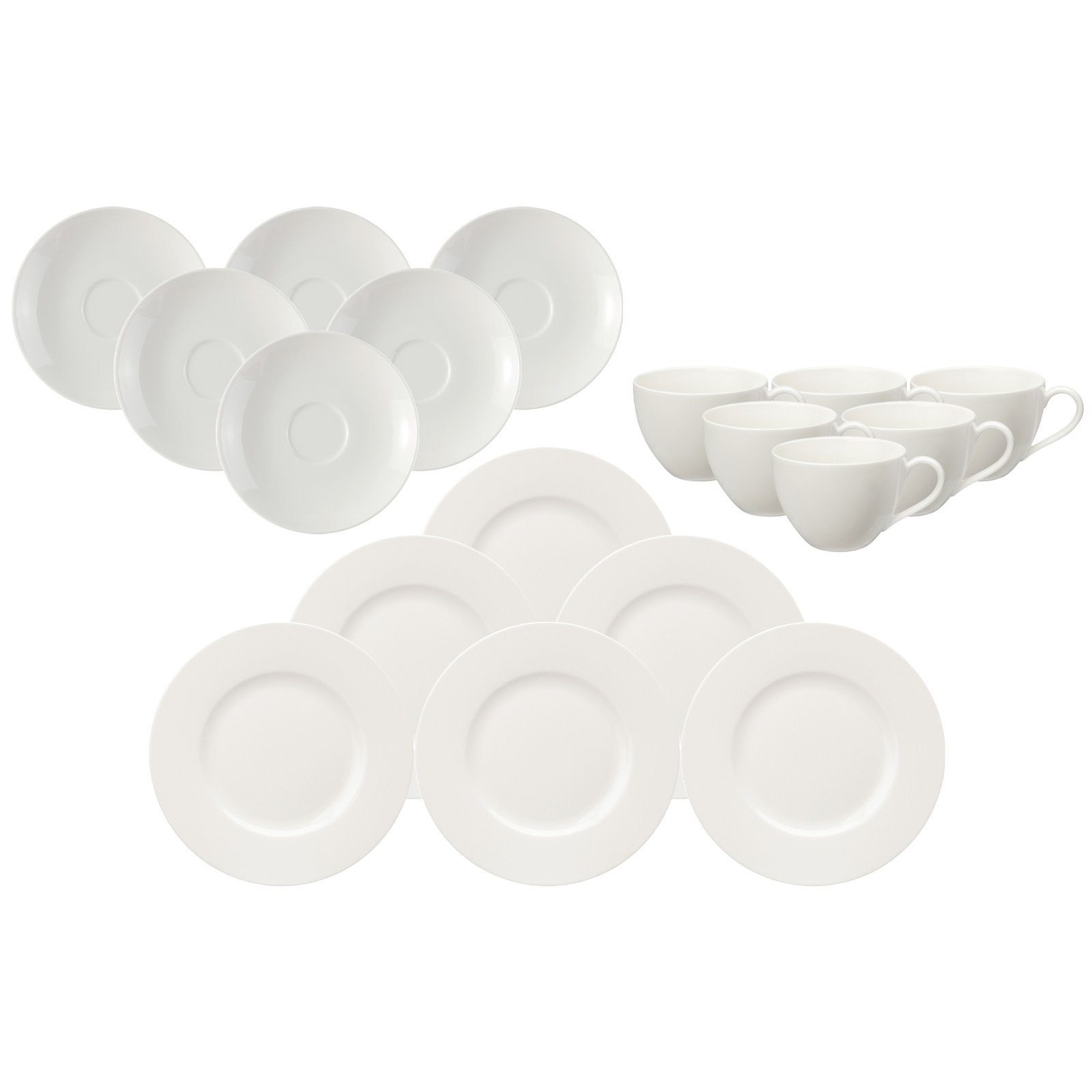 vivo Villeroy & Boch Group Kaffeeservice Basic White Kaffee Set 18er Set (18-tlg), 6 Personen, Porzellan