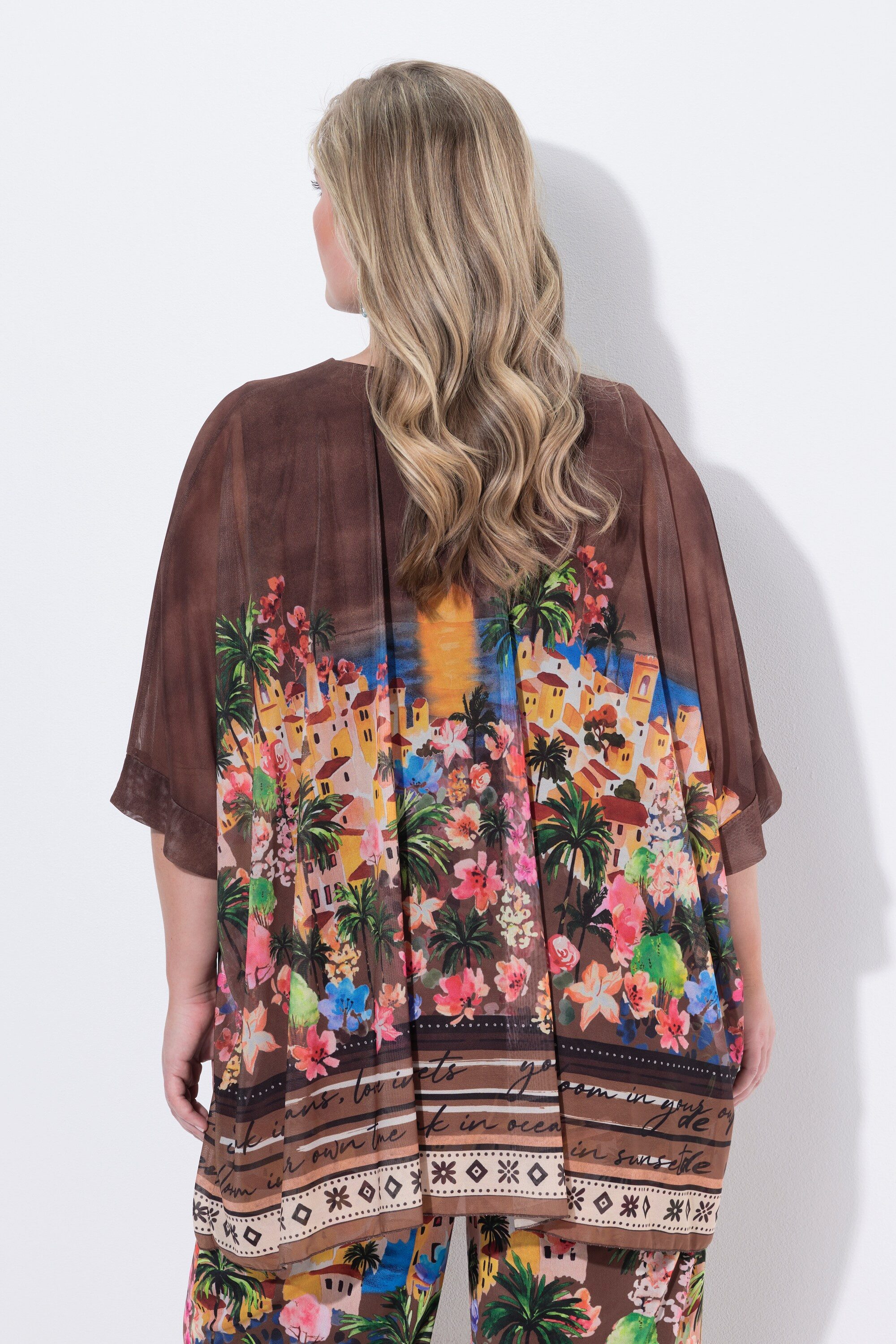 MIAMODA Longbluse Mesh-Bluse oversized Blumenmuster
