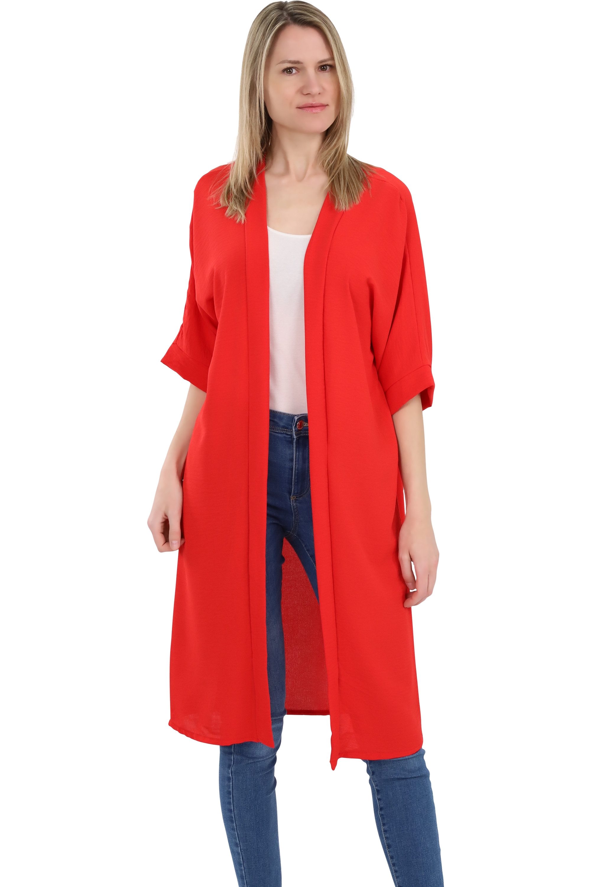 malito more than fashion Cardigan malito Damen Kimono 2342 Kimono Sommer Strand Cover up mit extraweiten Ärmeln Einheitsgröße