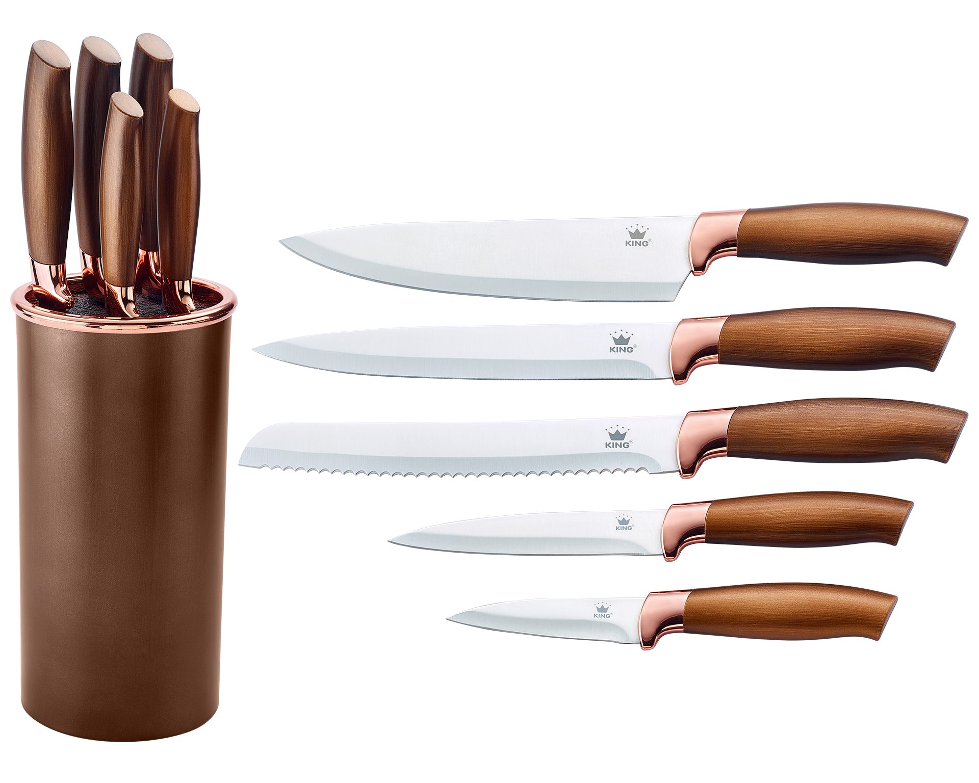 KING Messer-Set Küchenmesserblockset »Galant« (Set, 6-tlg), 5 Küchenmesser, 1 Messerblock