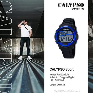 CALYPSO WATCHES Digitaluhr Calypso Herren Uhr K5667/3 Kunststoffband, (Digitaluhr), Herren Armbanduhr rund, PURarmband schwarz, Sport