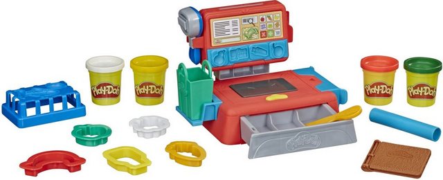 Image of Hasbro E68905L0 - Play-Doh Supermarkt-Kasse, Zubehör und 4 Play Doh Farben