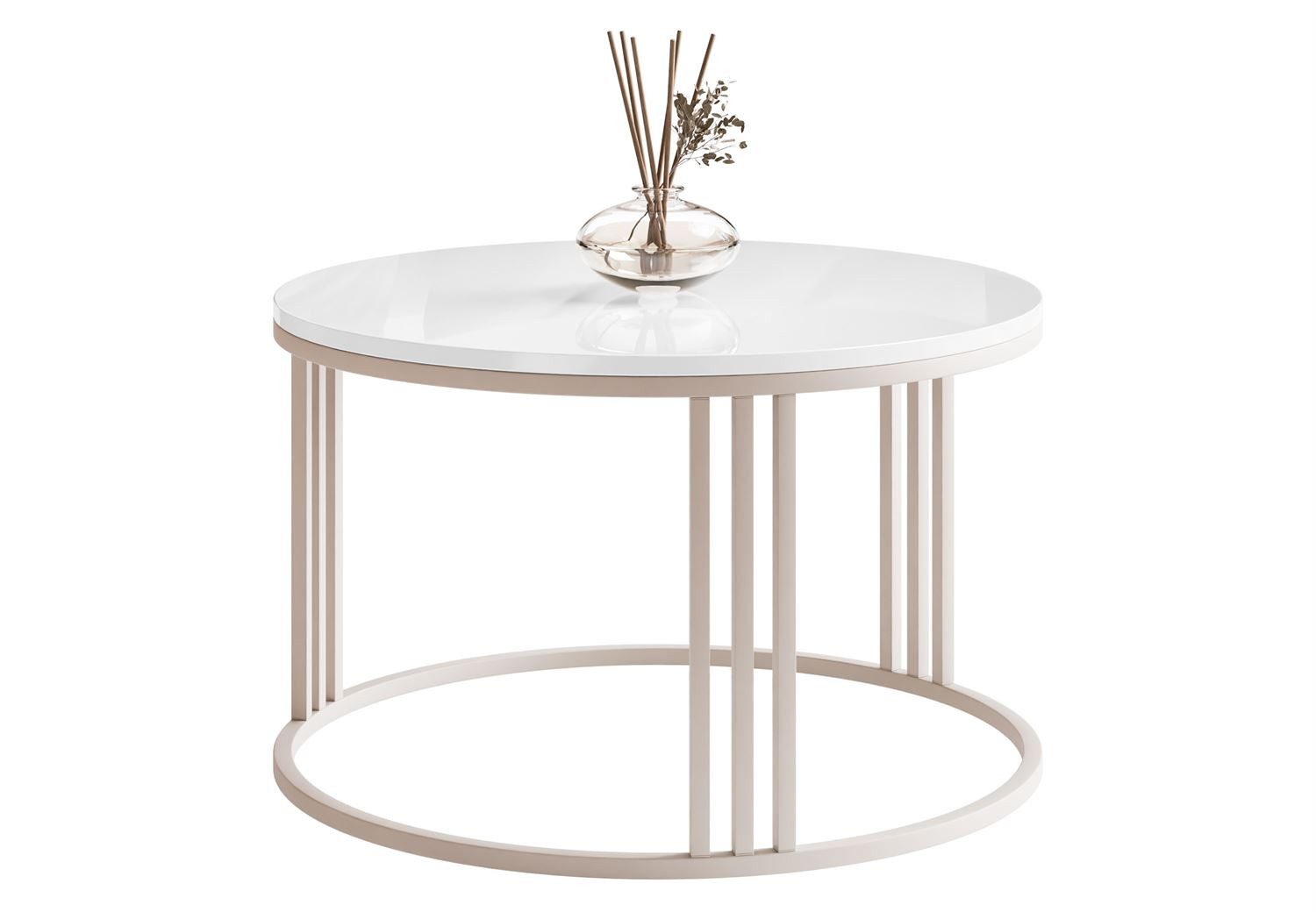 Lookway Couchtisch LORI HOCHGLANZ, runder Couchtisch mit kaschmirfarbenem G günstig online kaufen