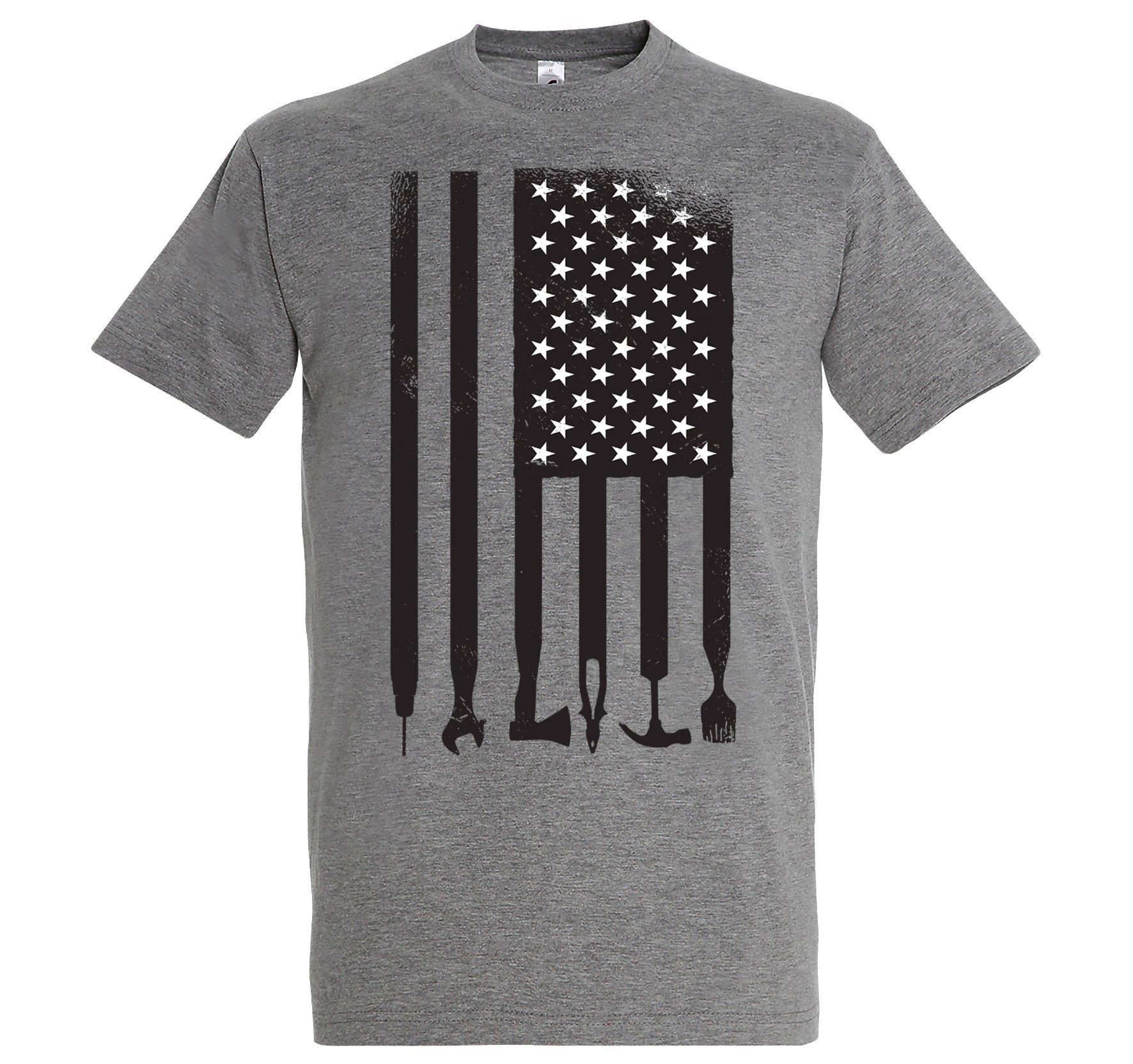 Youth Designz T-Shirt USA Werkzeug Herren T-Shirt mit Trendigem Frontdruck Grau