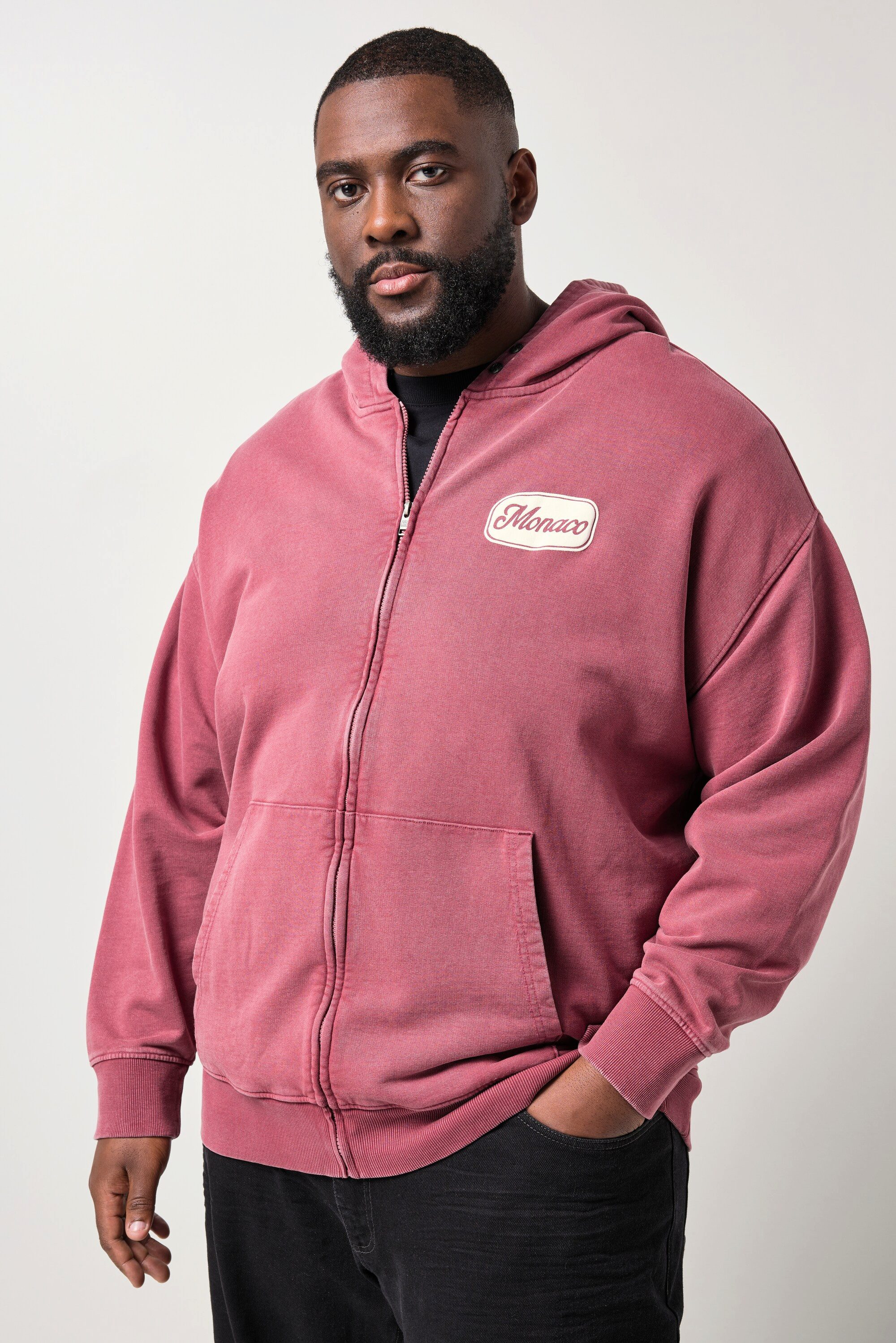 Fleecejacke Sweatjacke Kapuze Zipper Rücken-Badge bis 8 XL