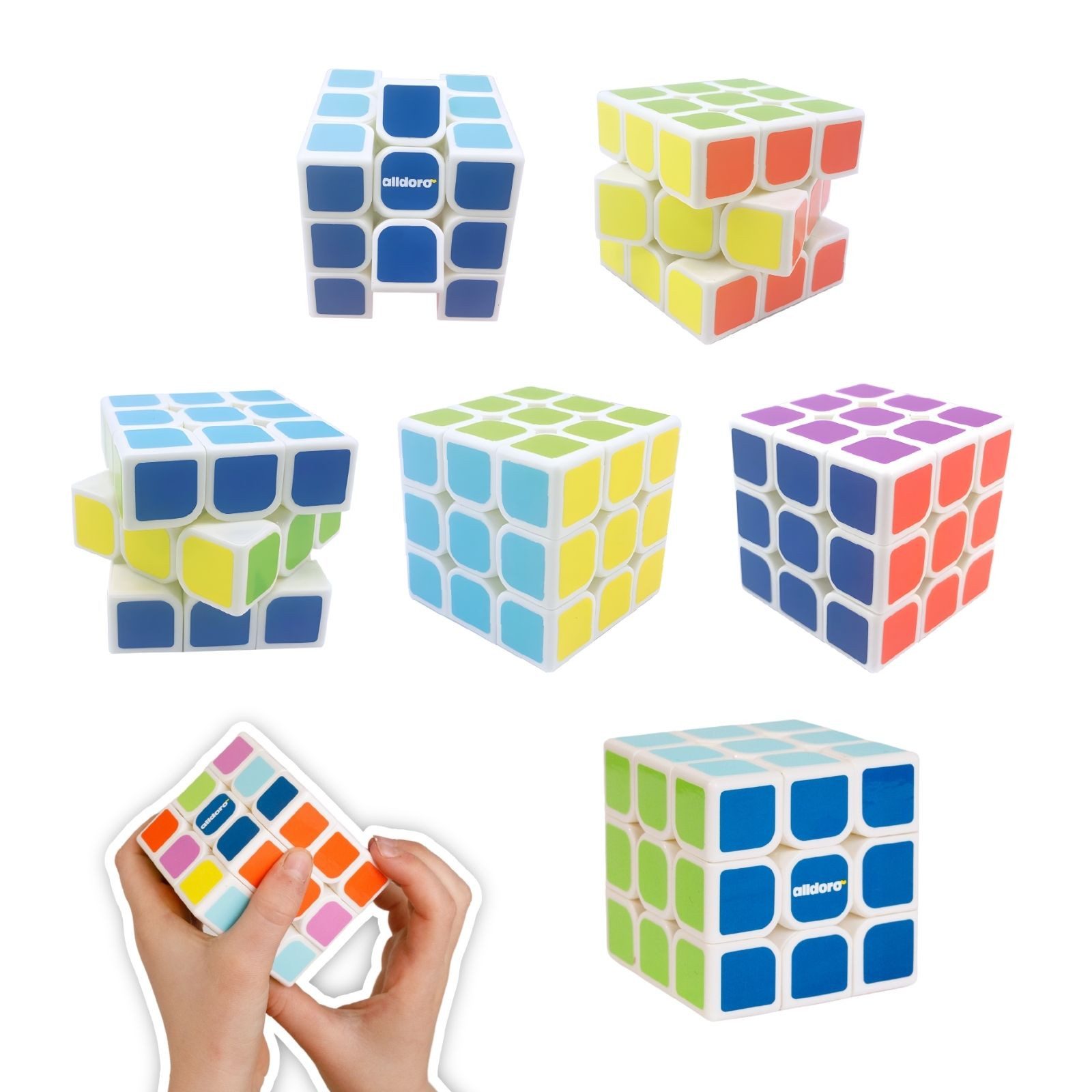 alldoro Fidget-Gadget 6er Set Zauberwürfel, Flexi Cube, Knobelspiel für Kinder & Erwachsene, Mitgebsel für Kindergeburtstag, Give-Away bei Events & für Schultüte